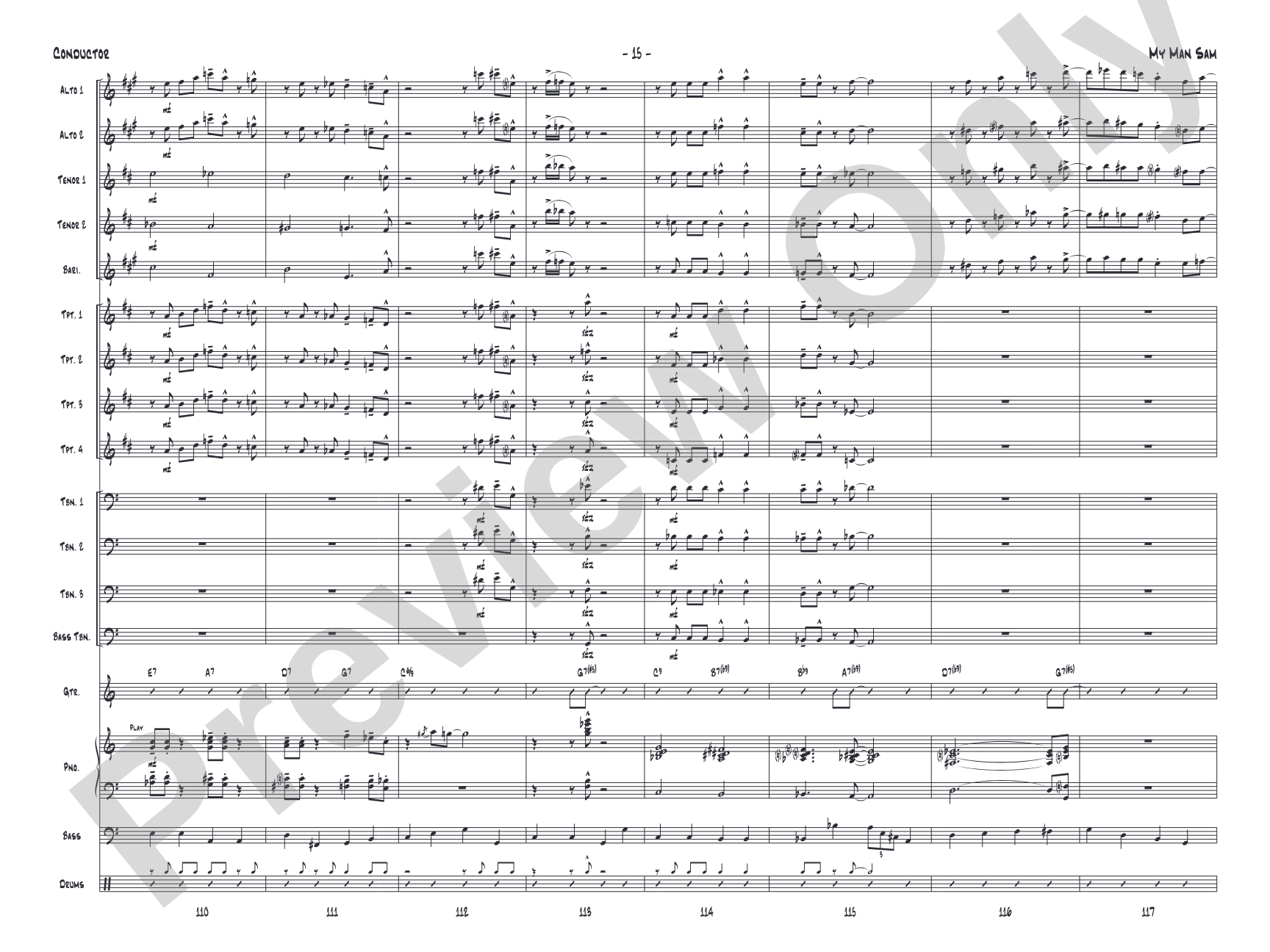 My Man Sam: Jazz Ensemble Conductor Score & Parts