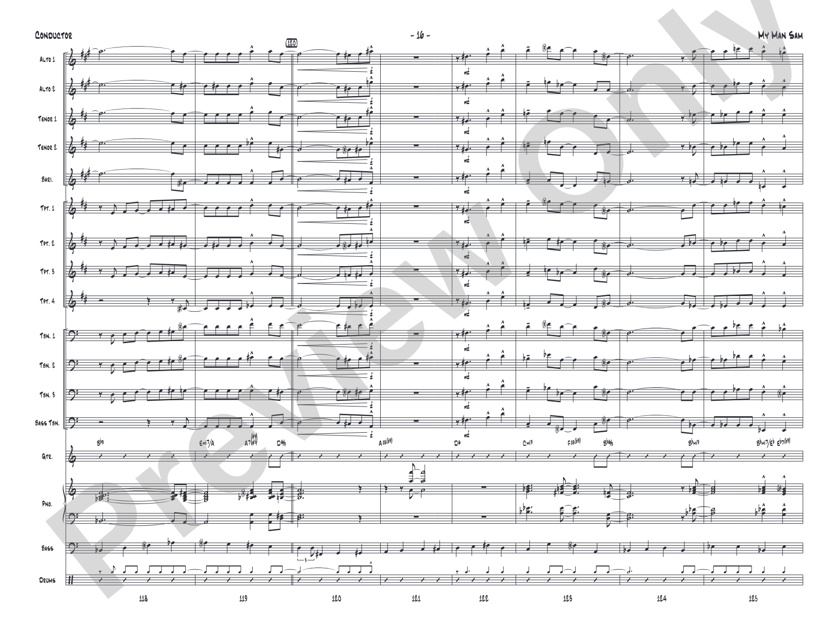 My Man Sam: Jazz Ensemble Conductor Score & Parts