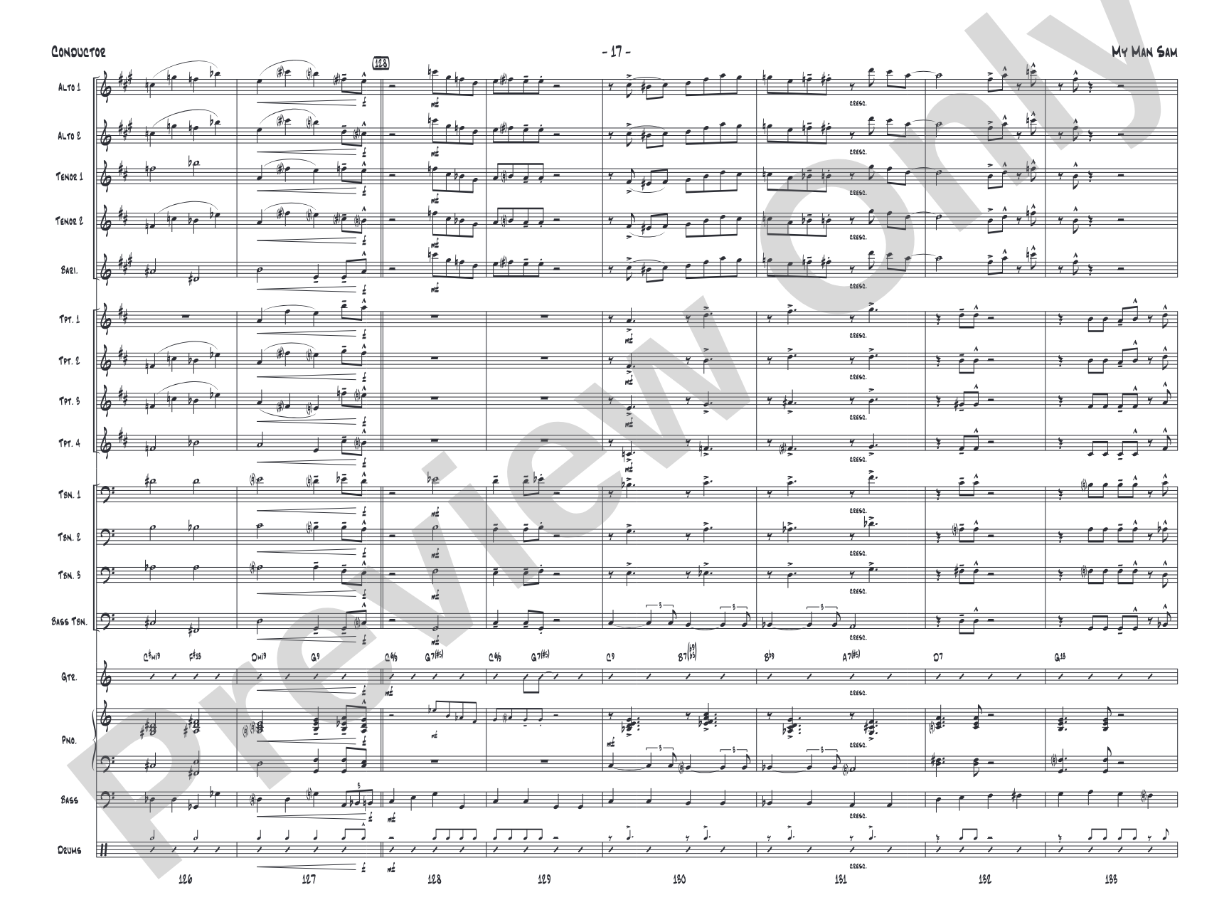 My Man Sam: Jazz Ensemble Conductor Score & Parts