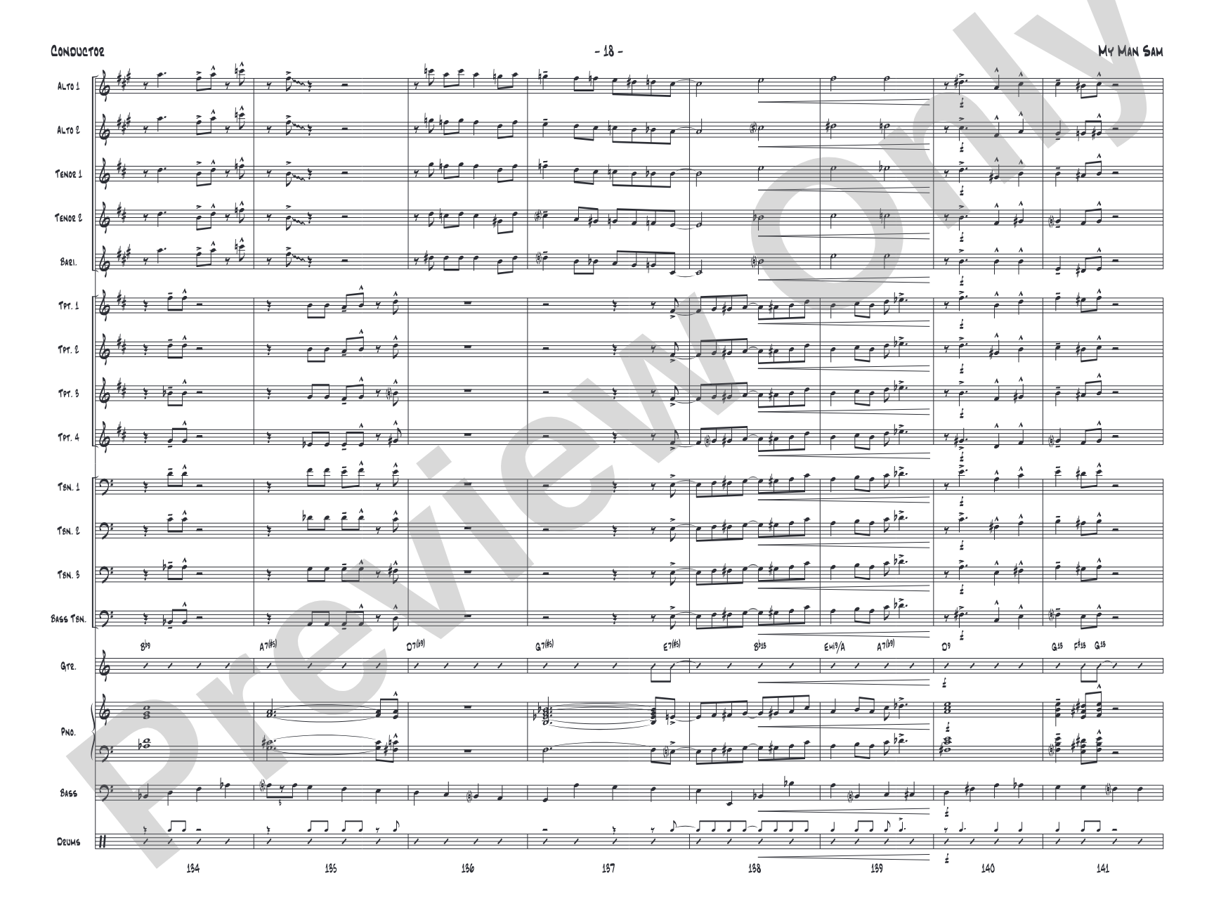 My Man Sam: Jazz Ensemble Conductor Score & Parts