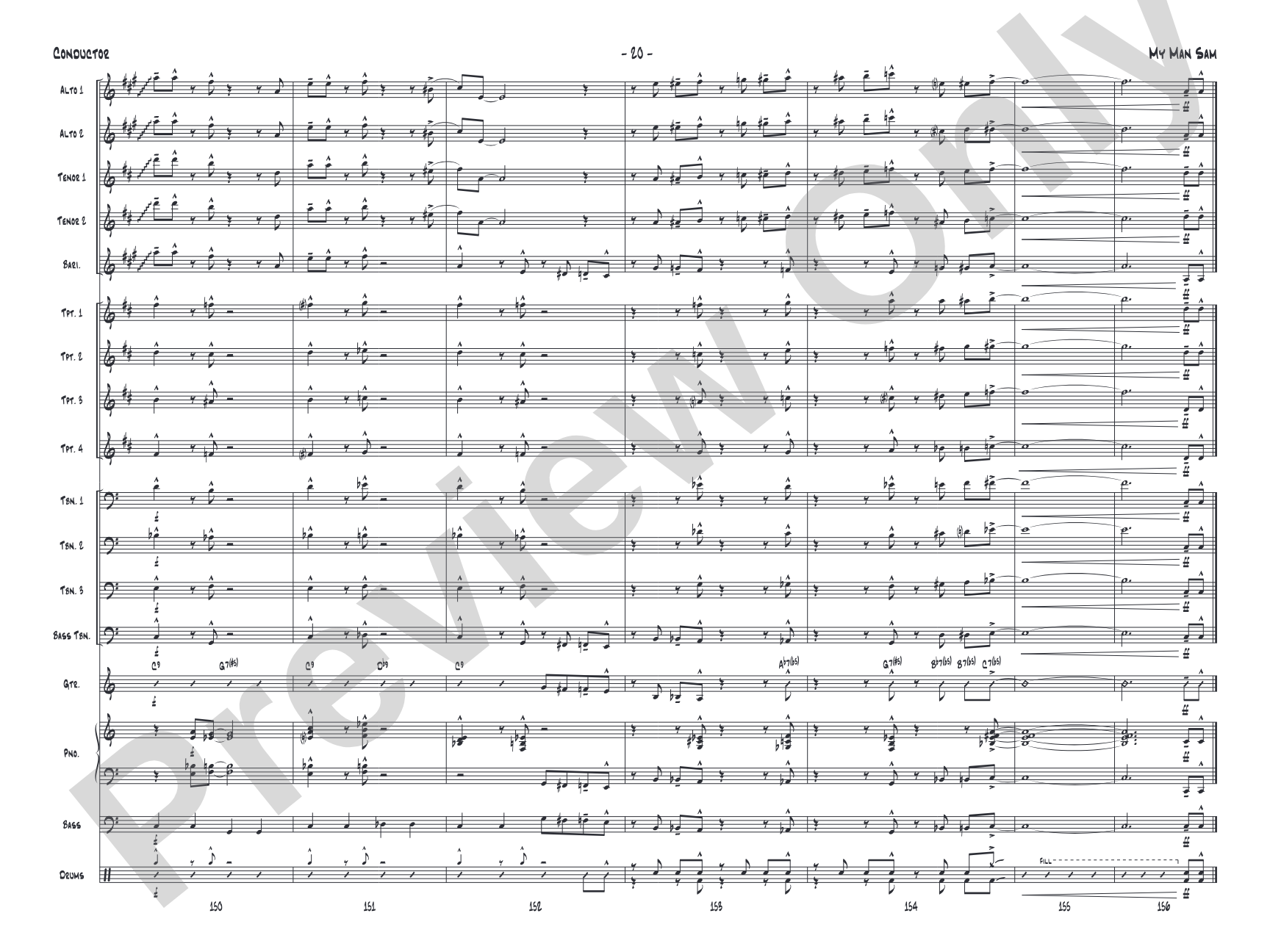 My Man Sam: Jazz Ensemble Conductor Score & Parts