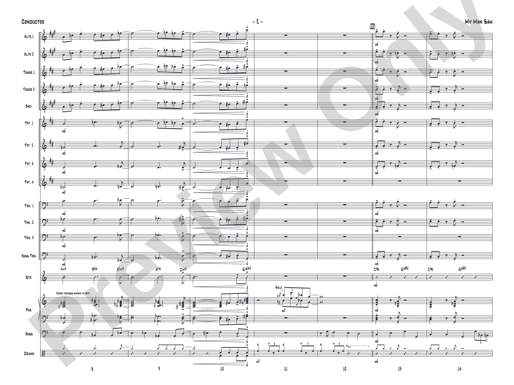 My Man Sam: Jazz Ensemble Conductor Score & Parts