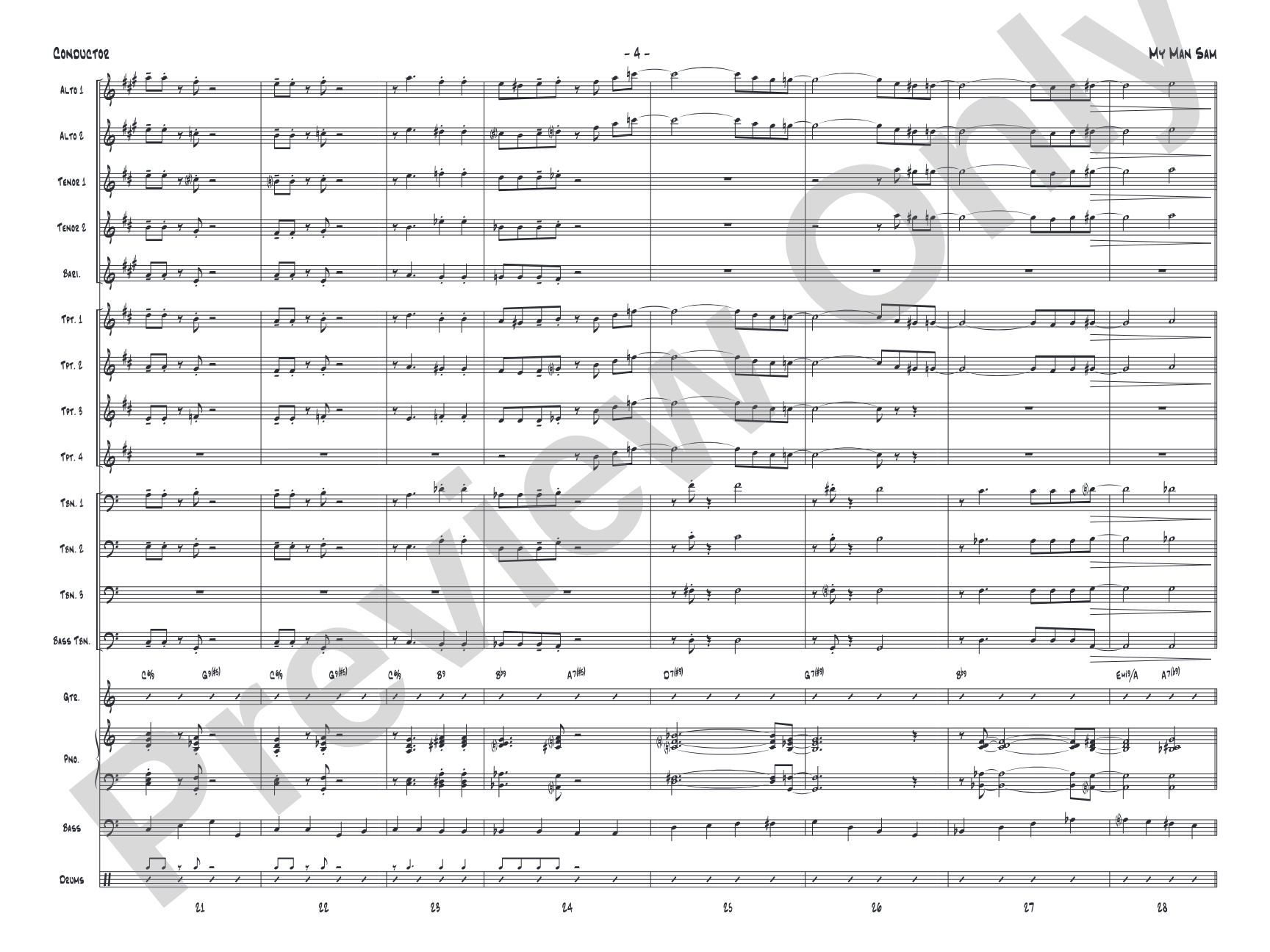 My Man Sam: Jazz Ensemble Conductor Score & Parts