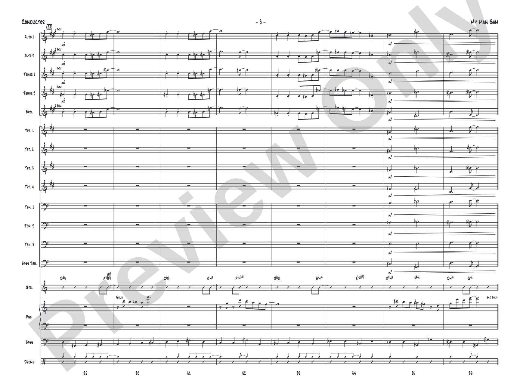 My Man Sam: Jazz Ensemble Conductor Score & Parts