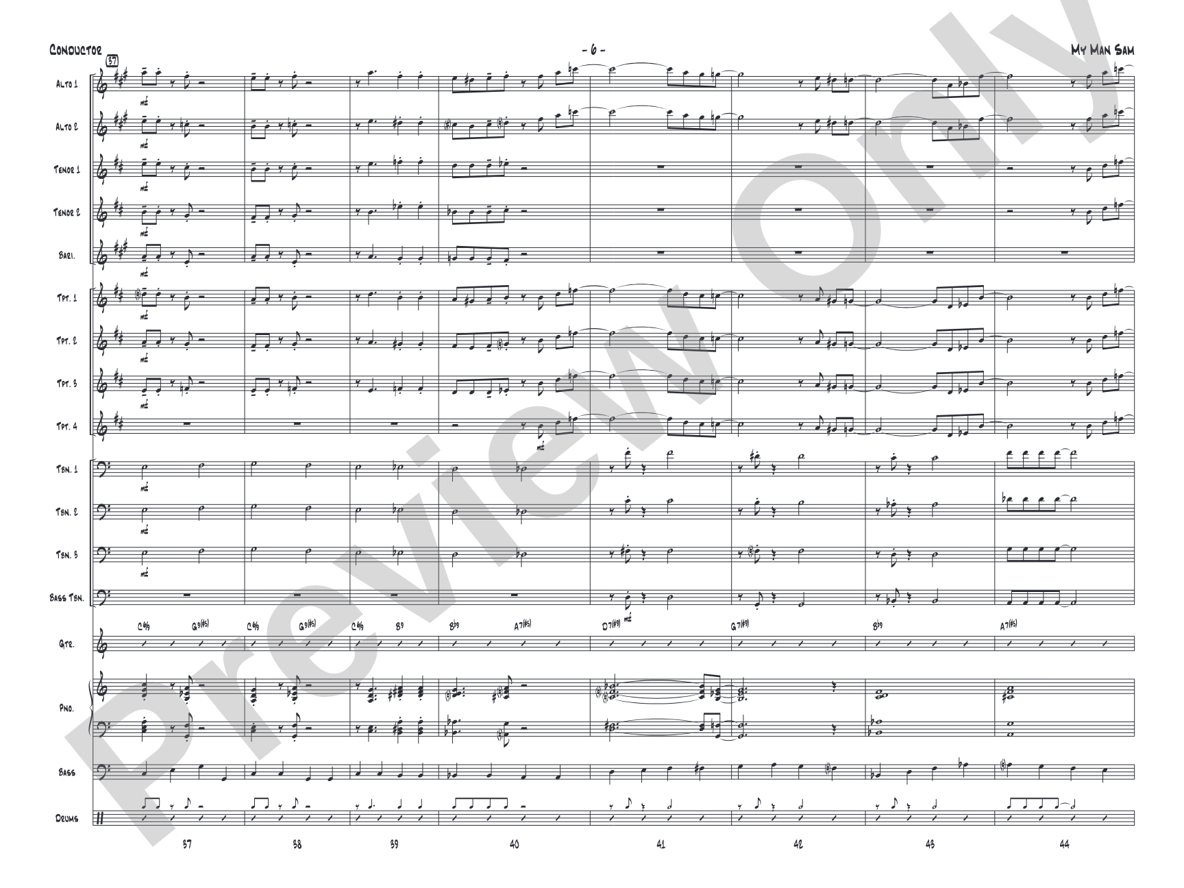 My Man Sam: Jazz Ensemble Conductor Score & Parts