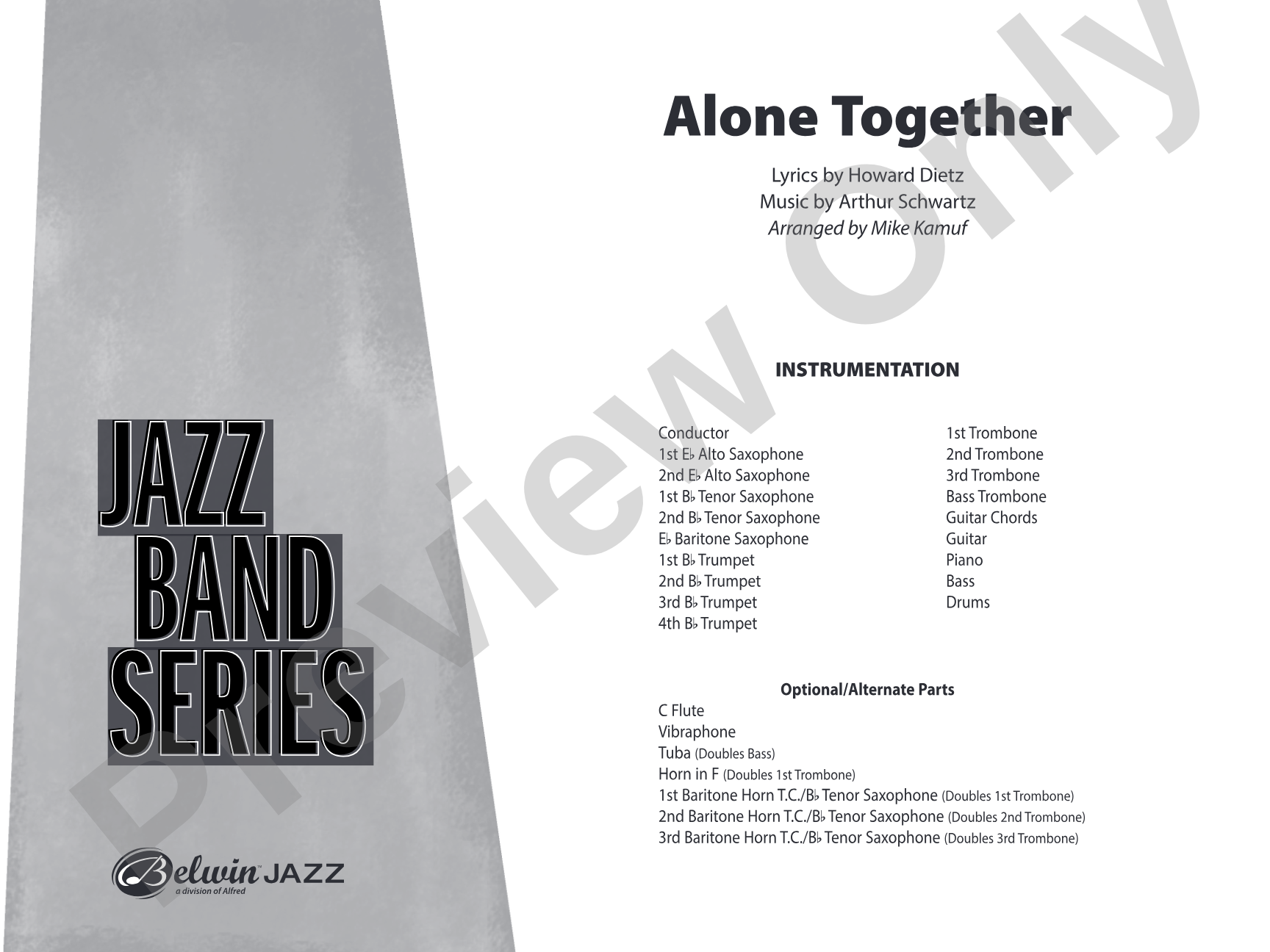 Alone Together: Jazz Ensemble Conductor Score & Parts