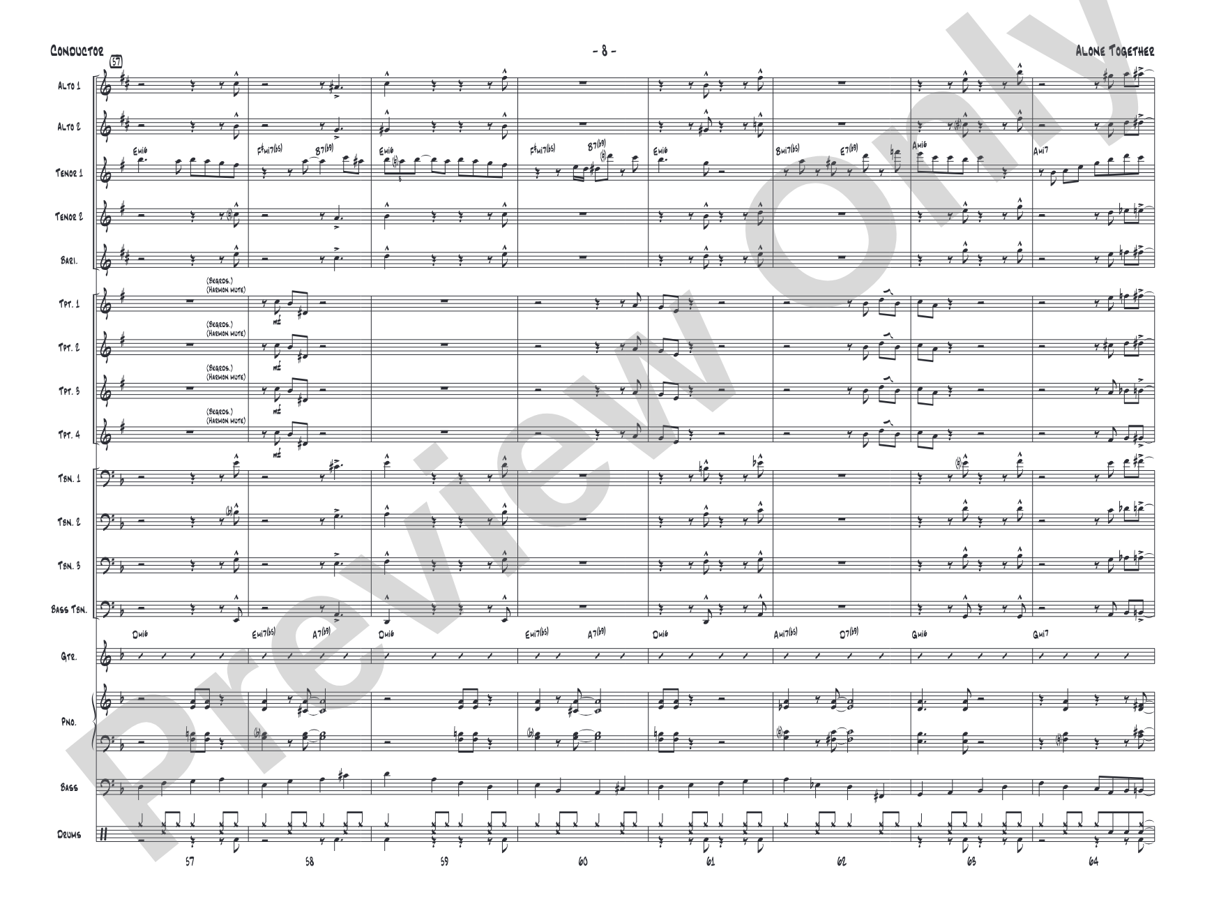 Alone Together: Jazz Ensemble Conductor Score & Parts