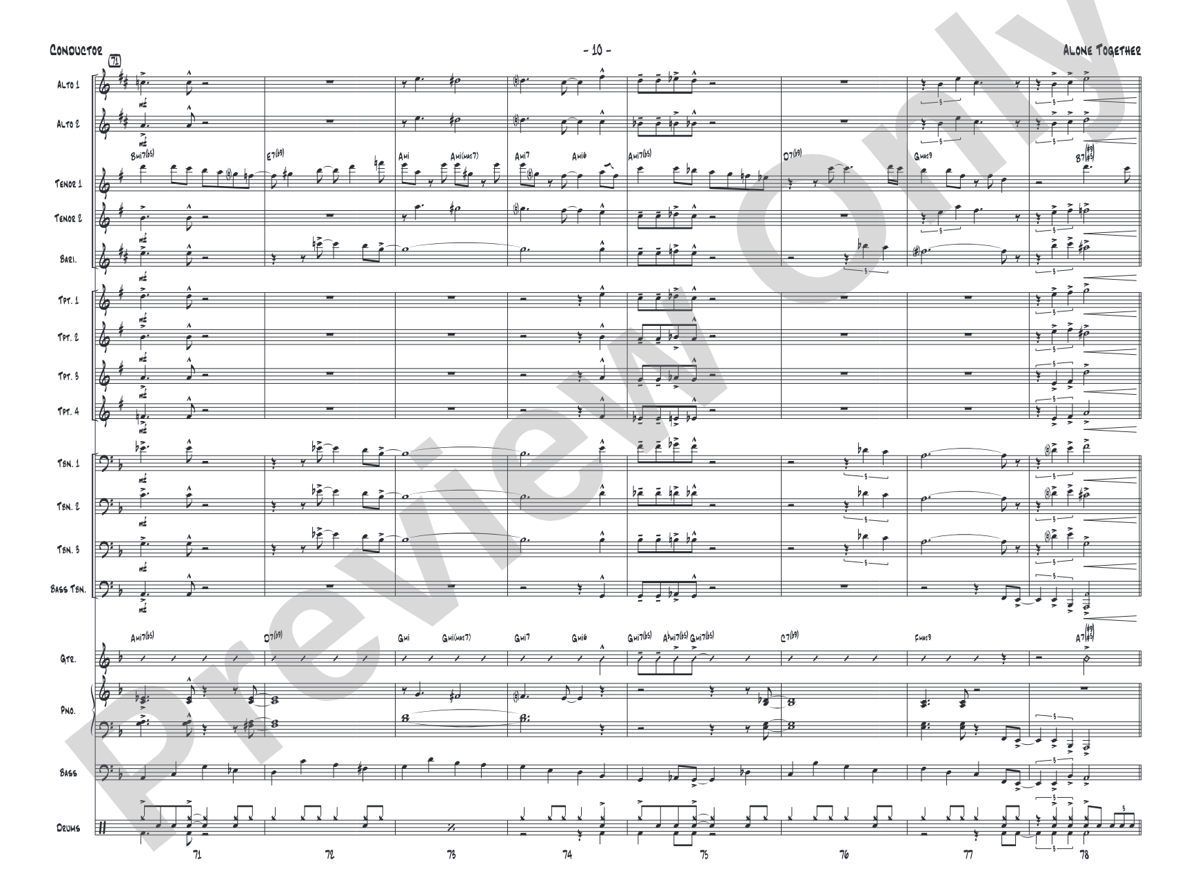 Alone Together: Jazz Ensemble Conductor Score & Parts