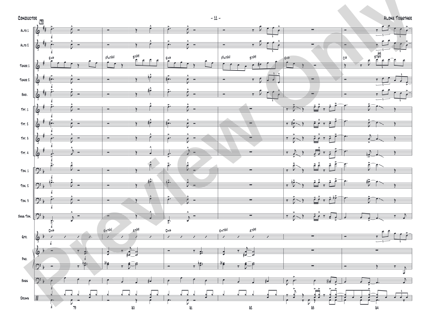 Alone Together: Jazz Ensemble Conductor Score & Parts