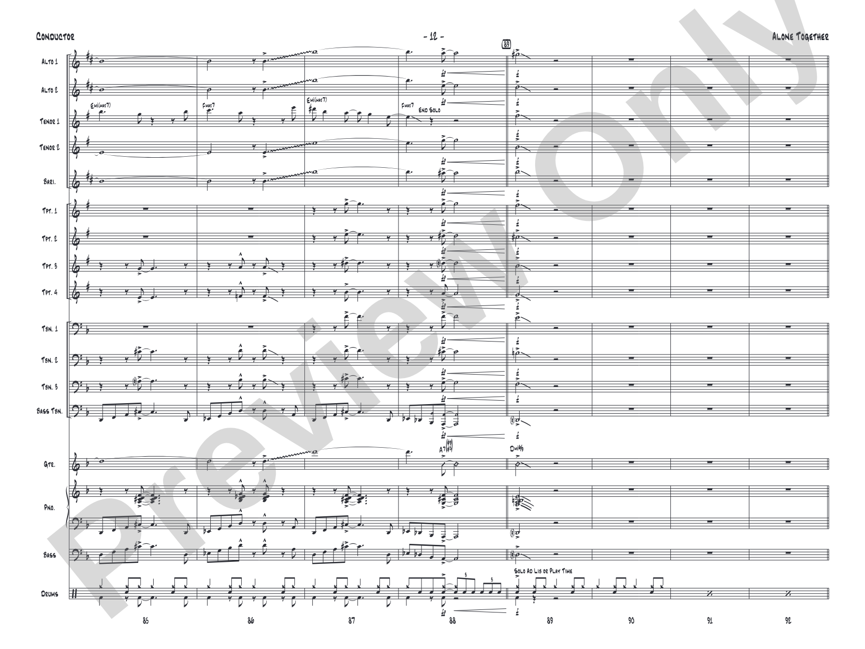 Alone Together: Jazz Ensemble Conductor Score & Parts