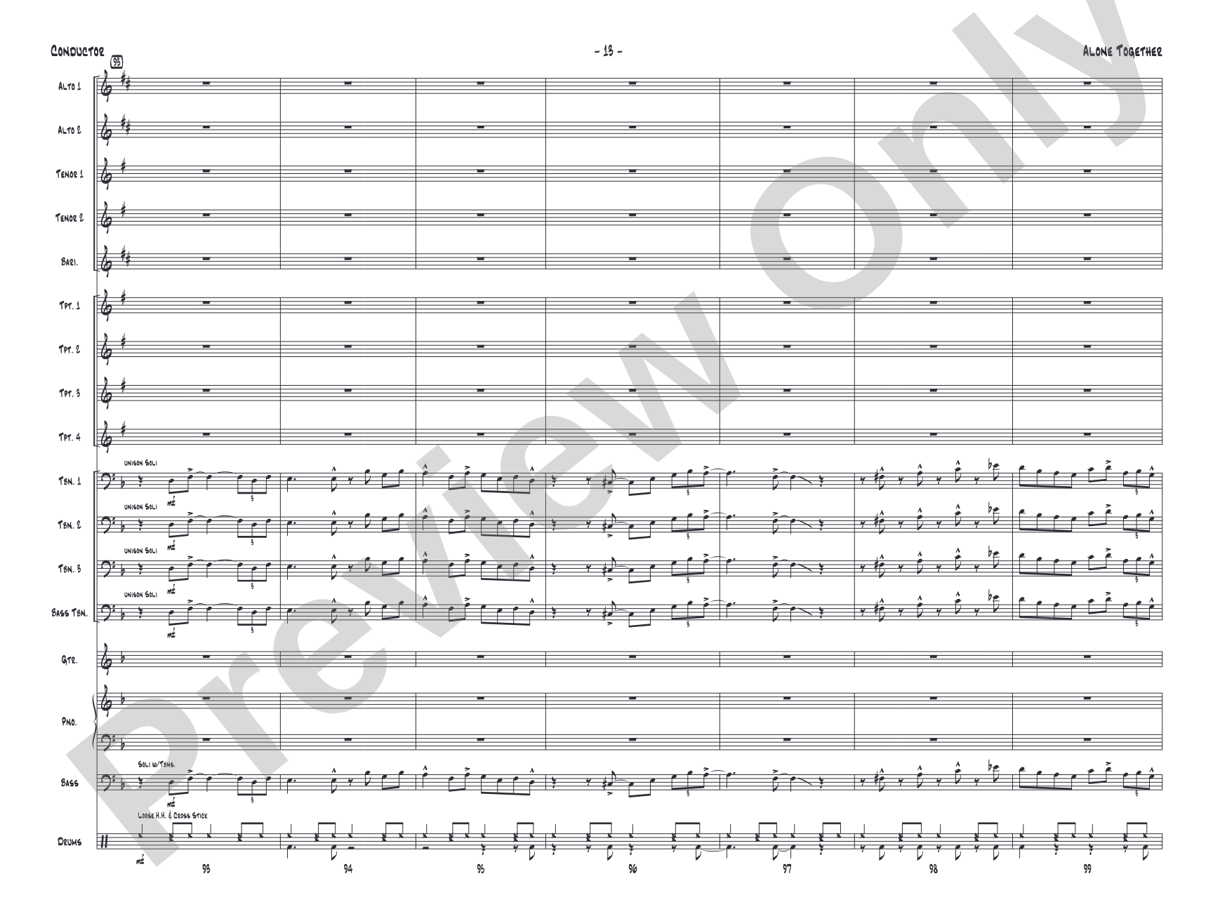 Alone Together: Jazz Ensemble Conductor Score & Parts