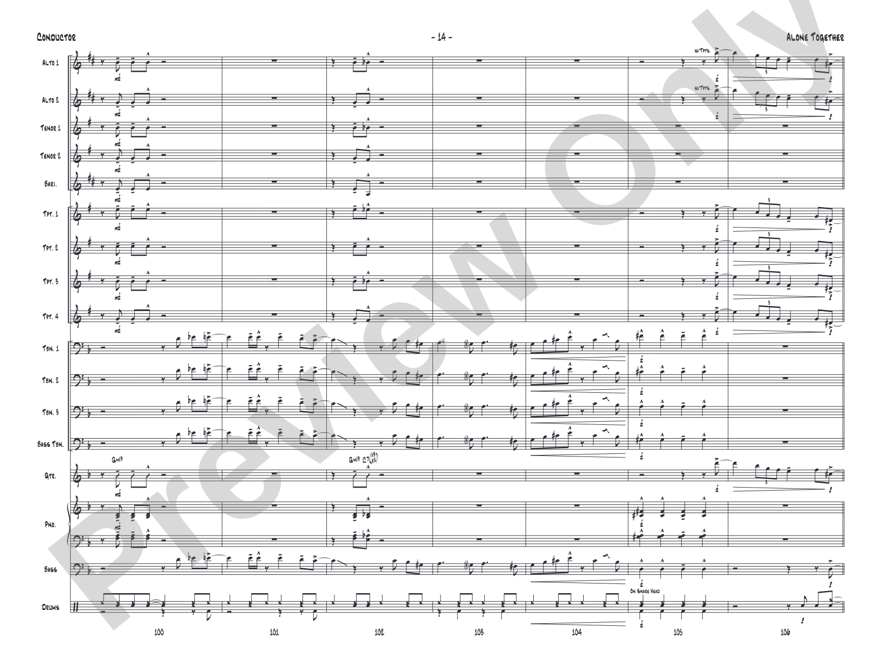 Alone Together: Jazz Ensemble Conductor Score & Parts