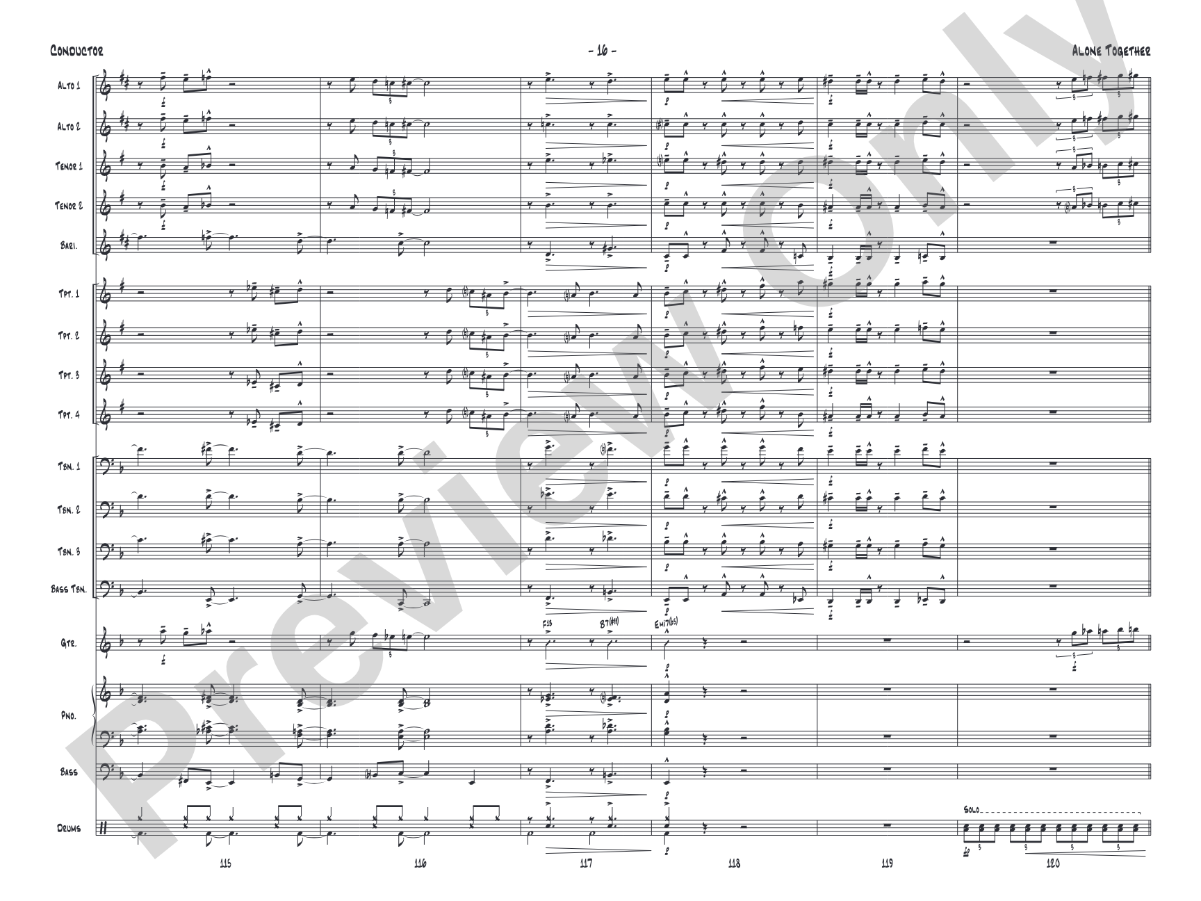 Alone Together: Jazz Ensemble Conductor Score & Parts