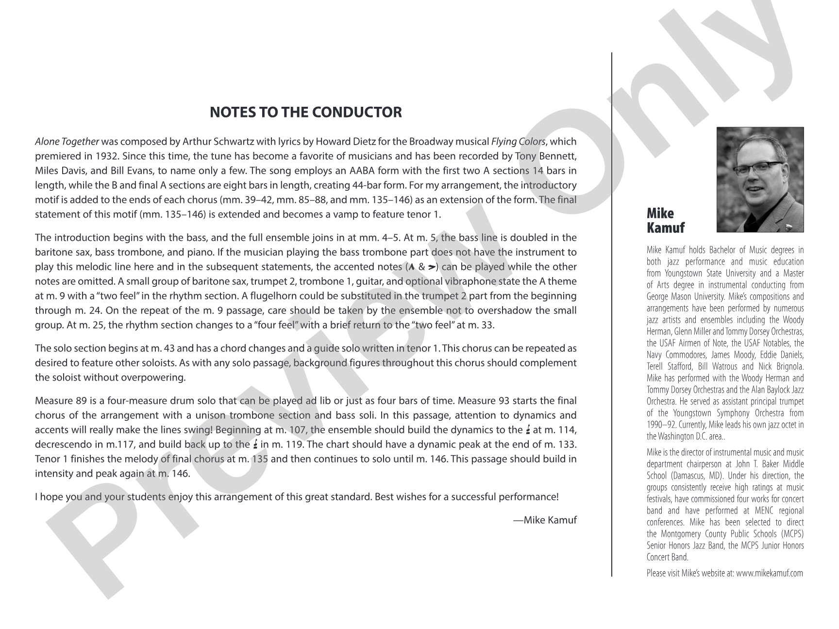 Alone Together: Jazz Ensemble Conductor Score & Parts