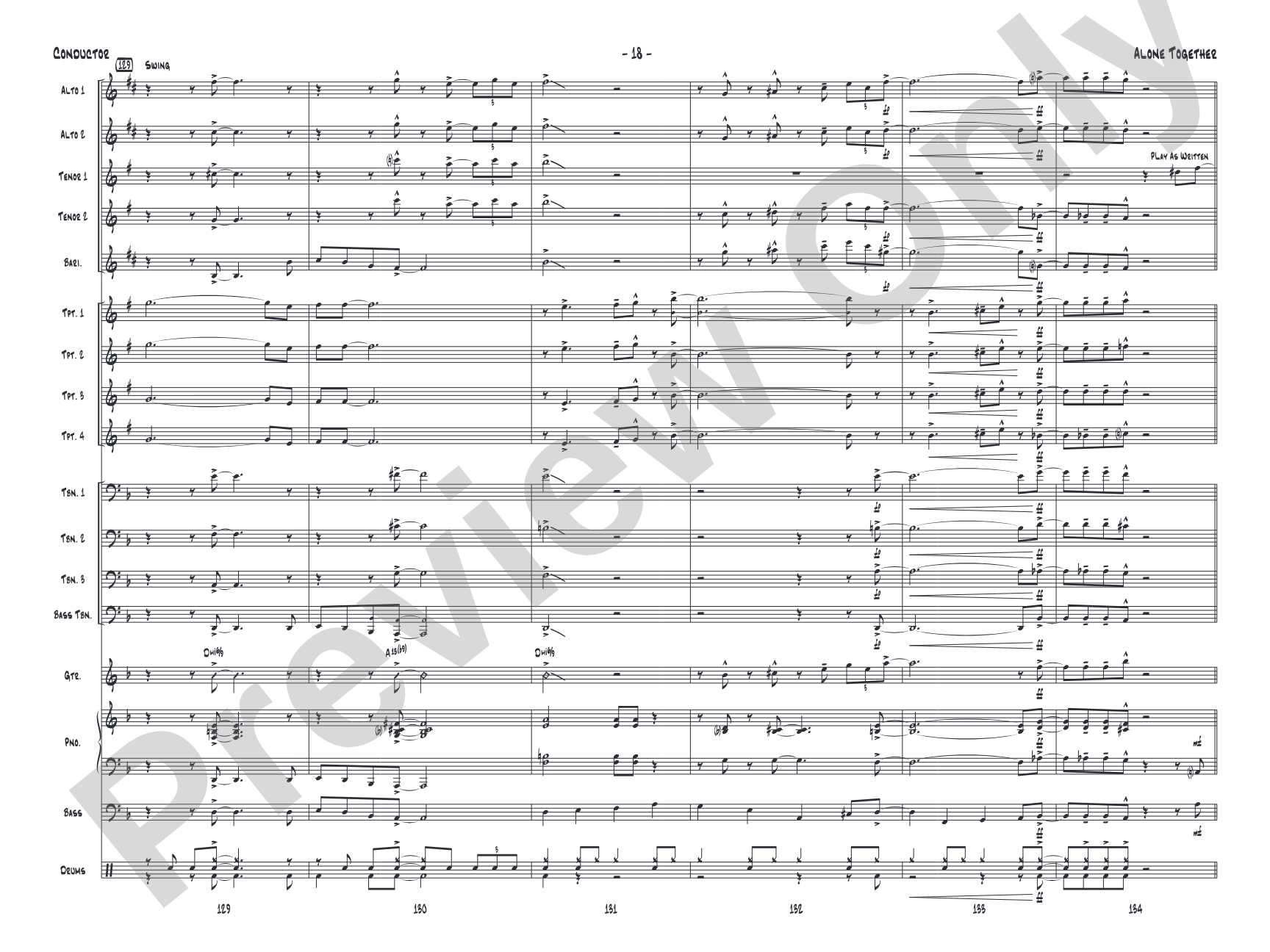 Alone Together: Jazz Ensemble Conductor Score & Parts