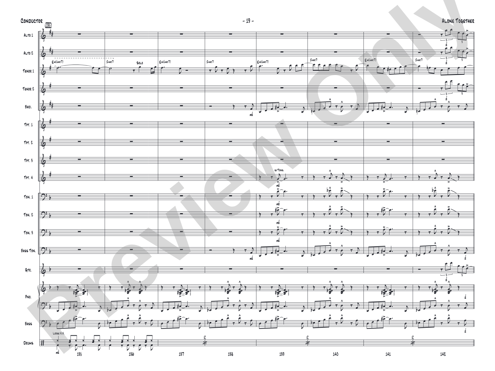 Alone Together: Jazz Ensemble Conductor Score & Parts