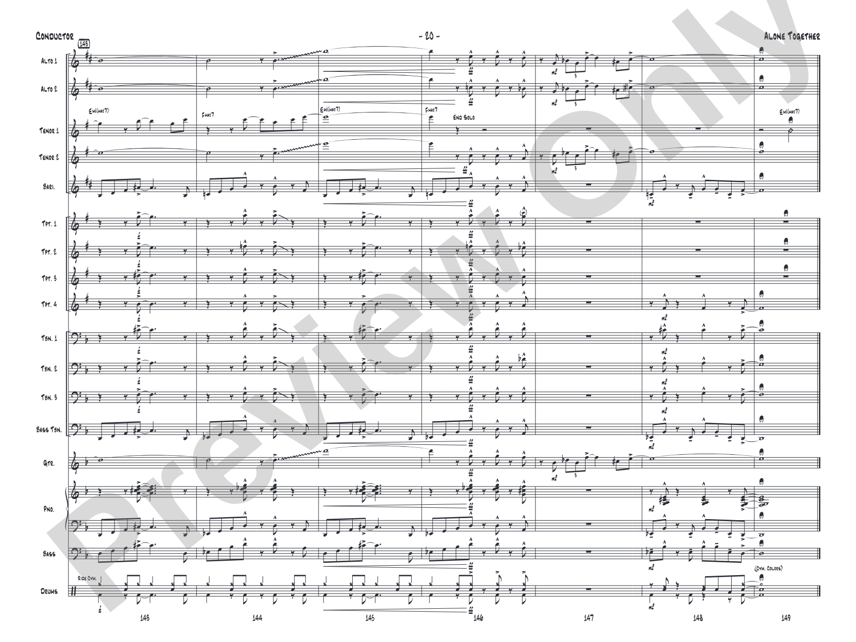 Alone Together: Jazz Ensemble Conductor Score & Parts