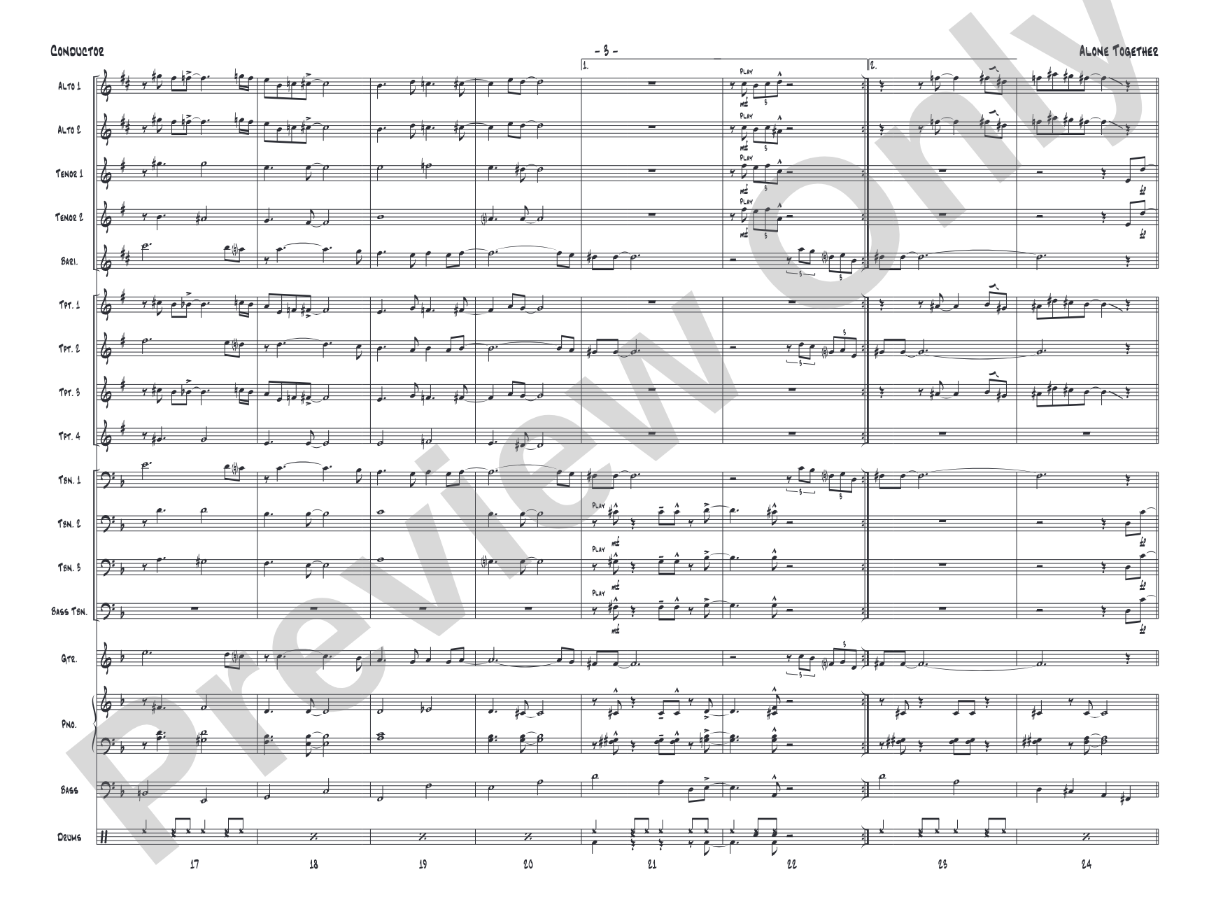 Alone Together: Jazz Ensemble Conductor Score & Parts