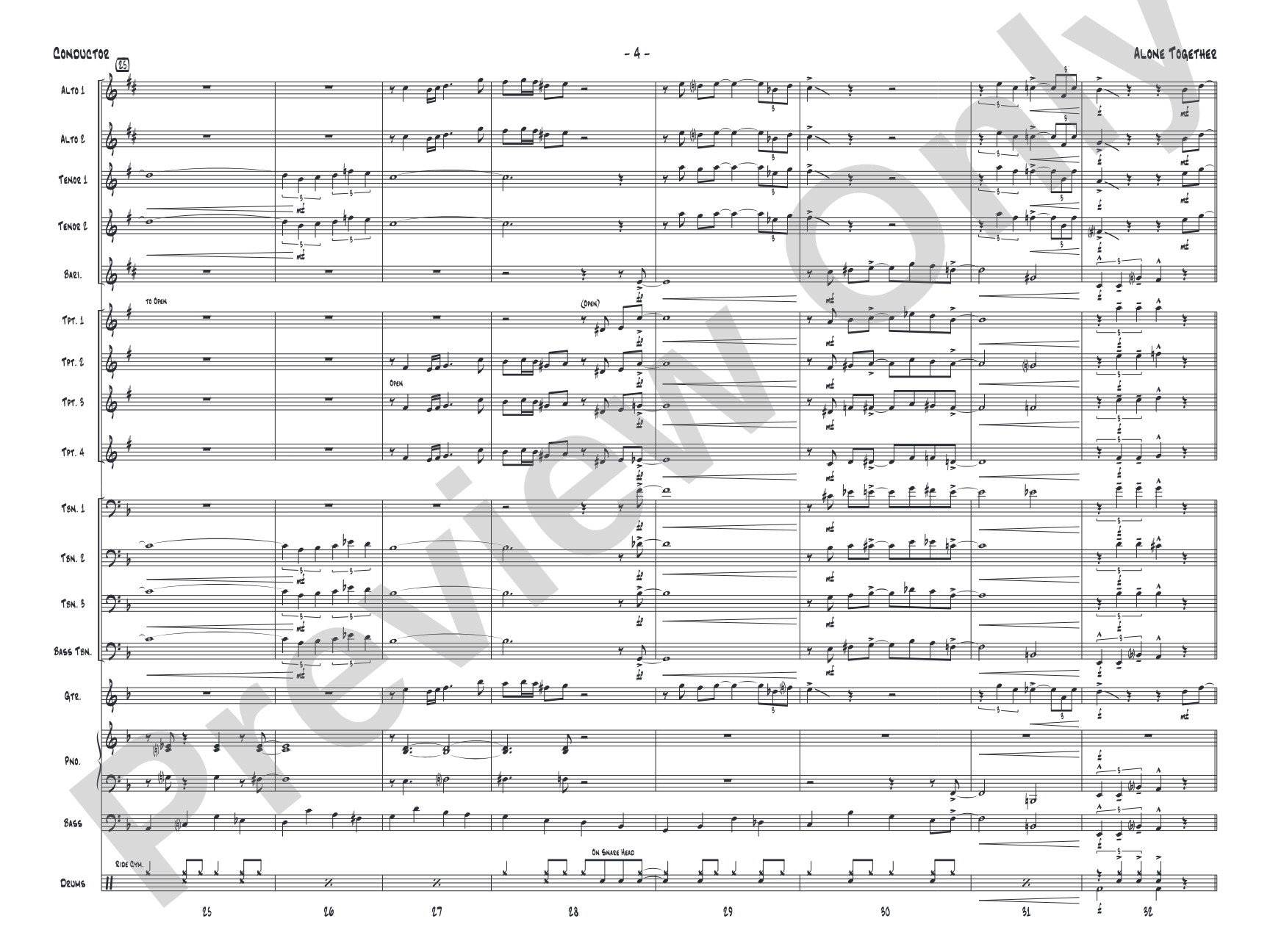 Alone Together: Jazz Ensemble Conductor Score & Parts