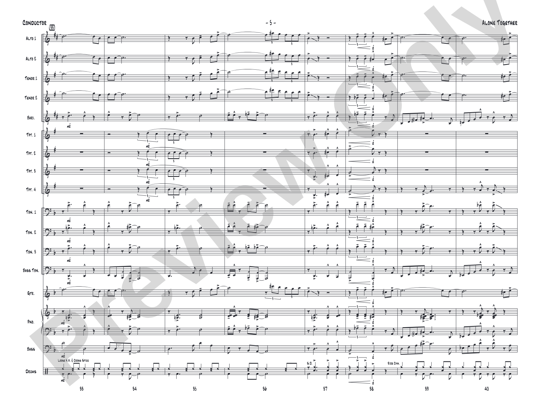 Alone Together: Jazz Ensemble Conductor Score & Parts