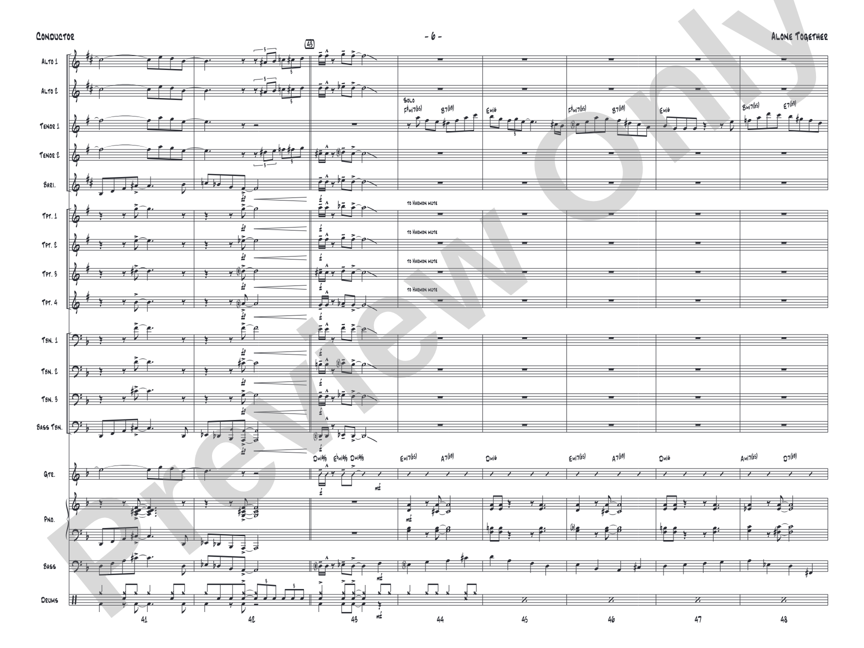 Alone Together: Jazz Ensemble Conductor Score & Parts