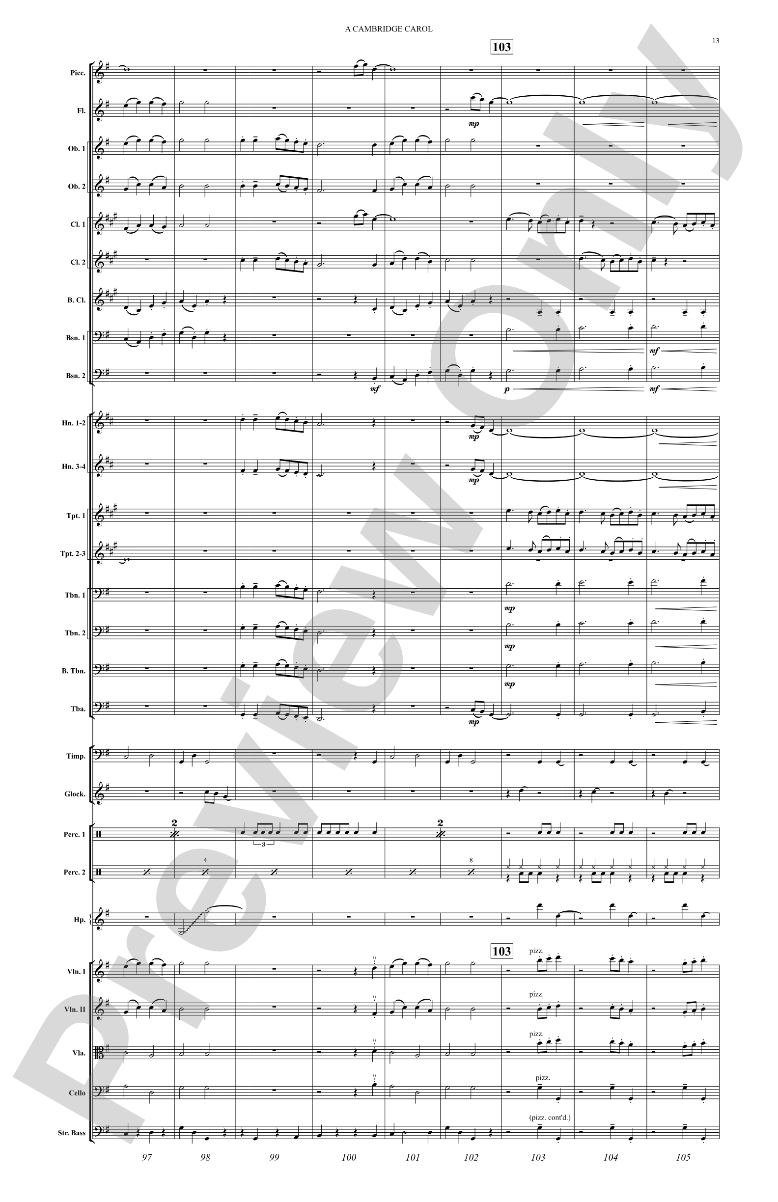 A Cambridge Carol: Full Orchestra Conductor Score & Parts