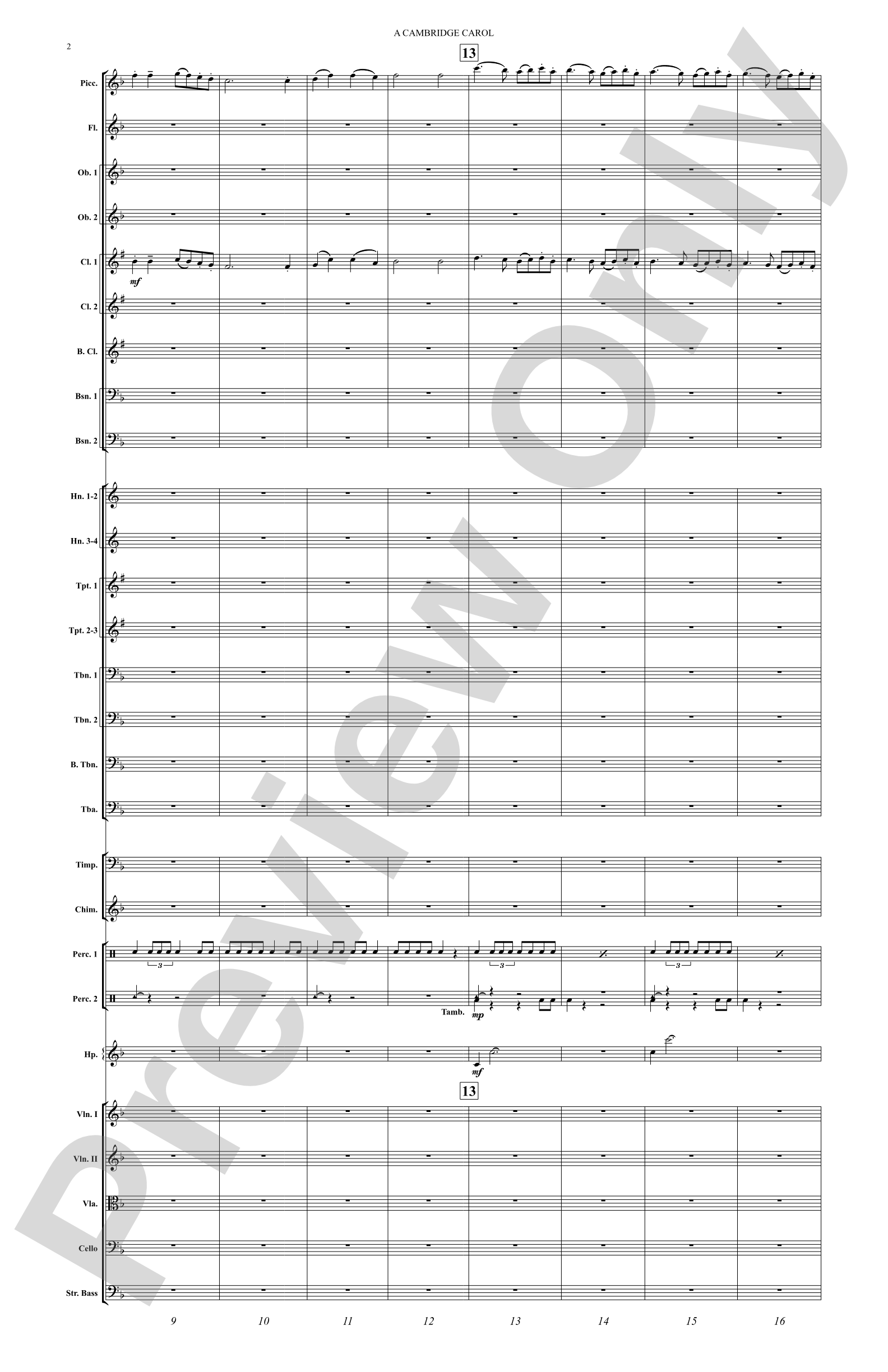 A Cambridge Carol: Full Orchestra Conductor Score & Parts