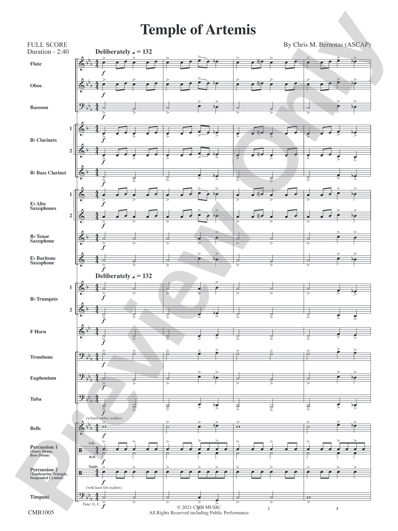 Temple of Artemis: Concert Band Conductor Score & Parts