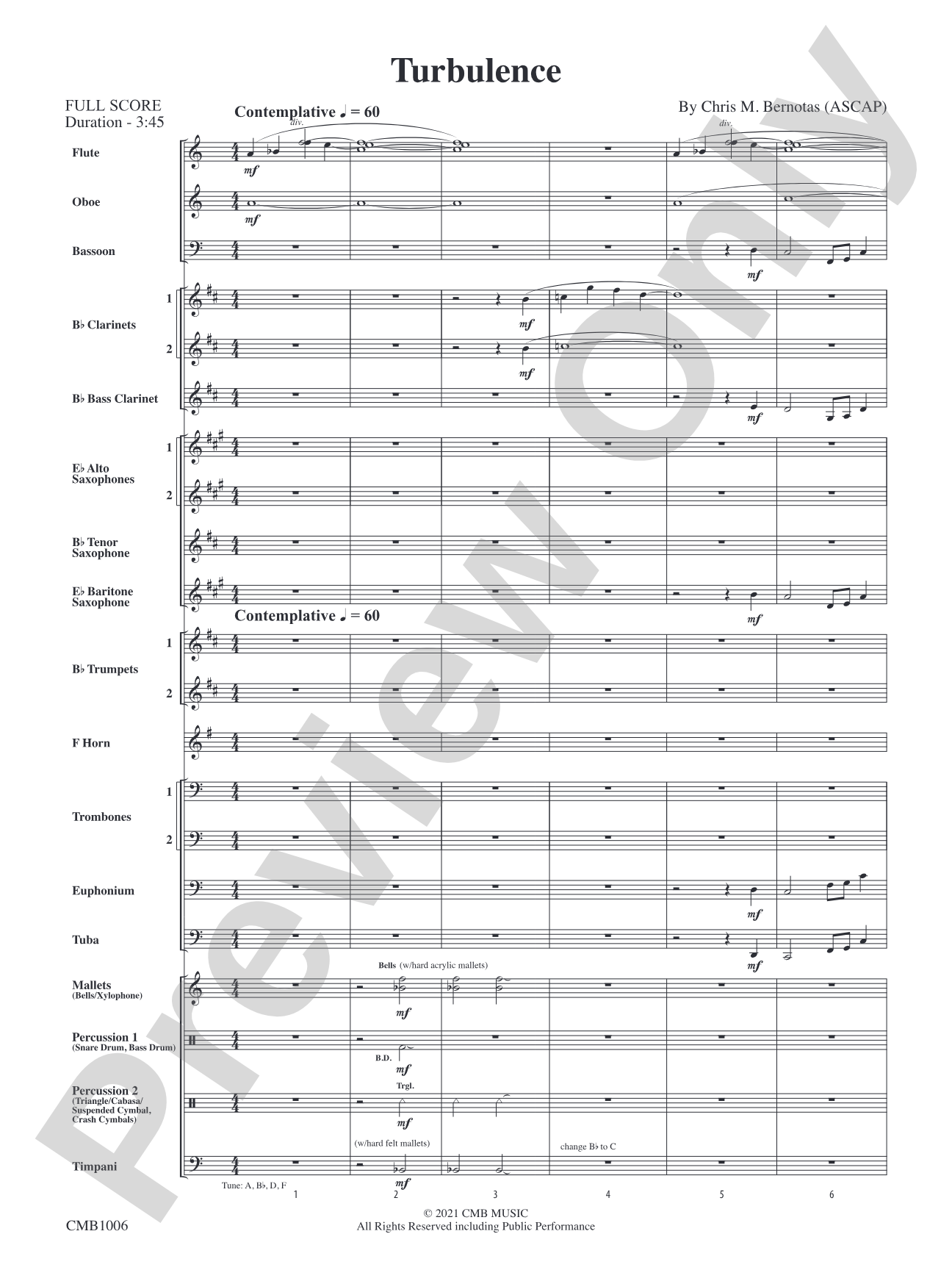 Turbulence: Concert Band Conductor Score & Parts