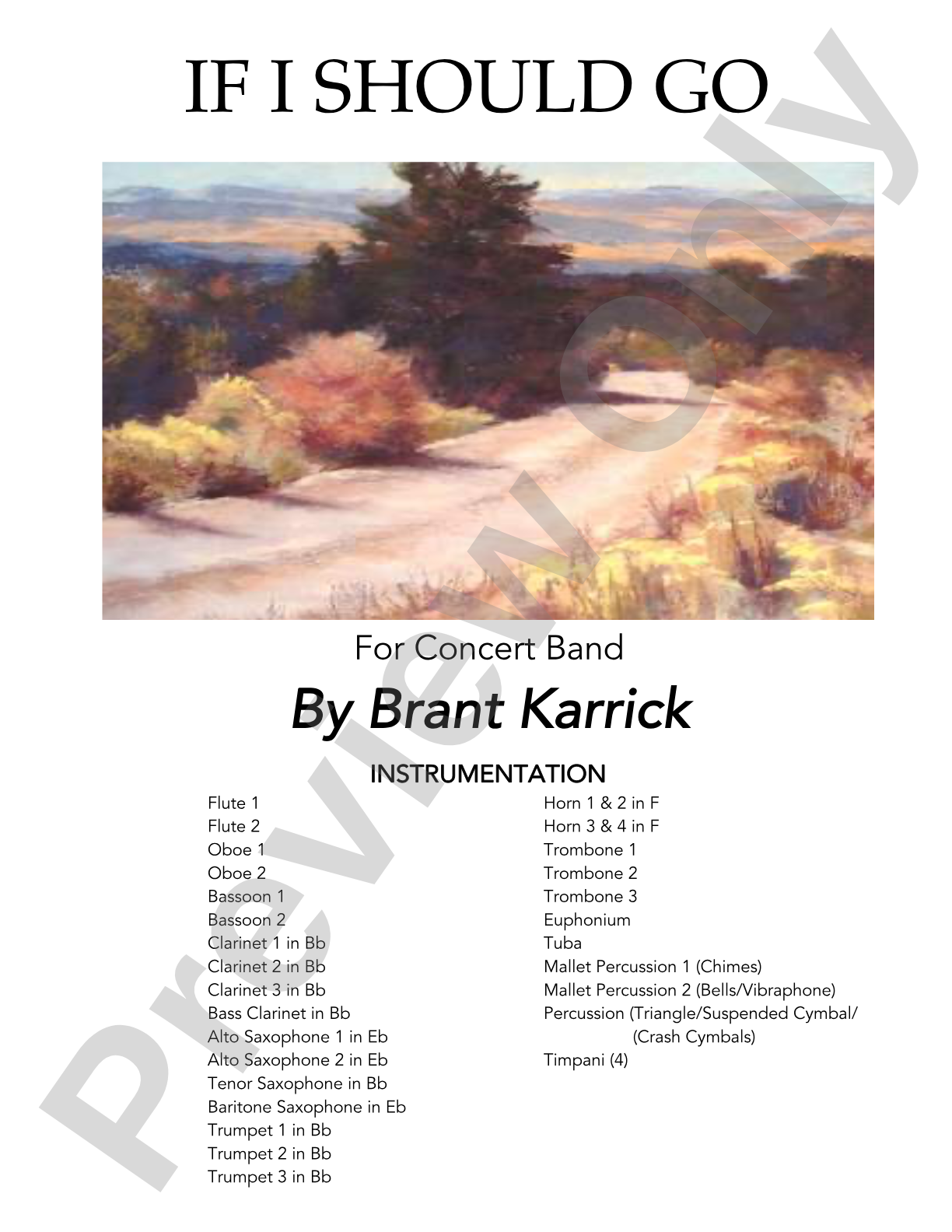 If I Should Go: Concert Band Conductor Score & Parts