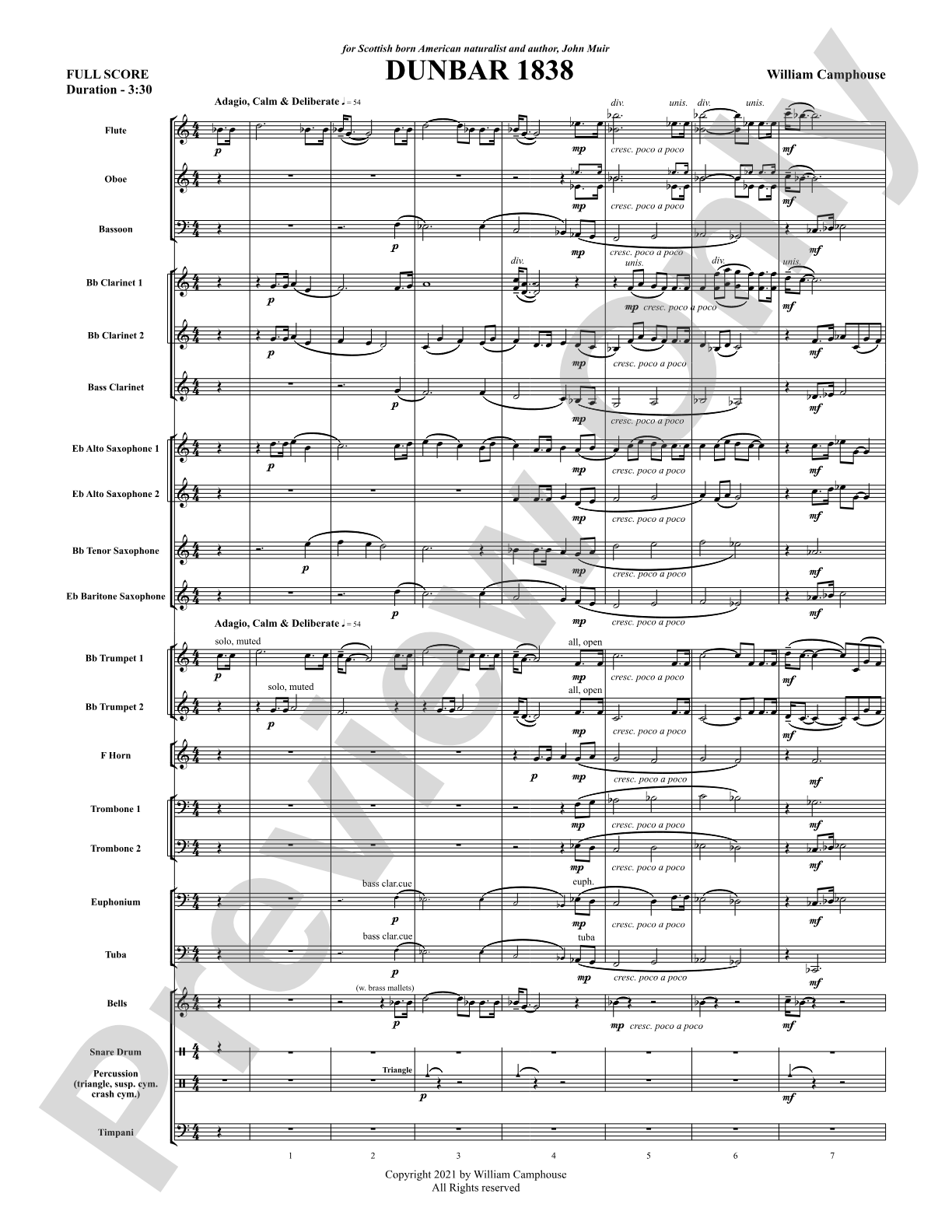 Dunbar 1838: Concert Band Conductor Score & Parts