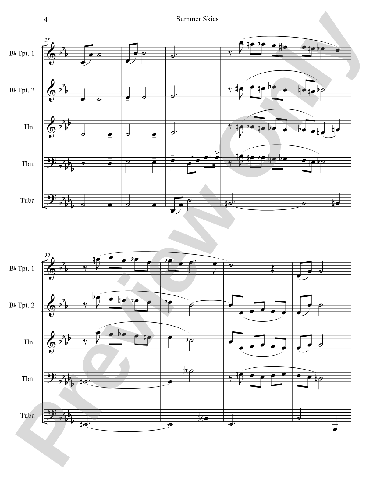 Summer Skies: Concert Band Conductor Score & Parts