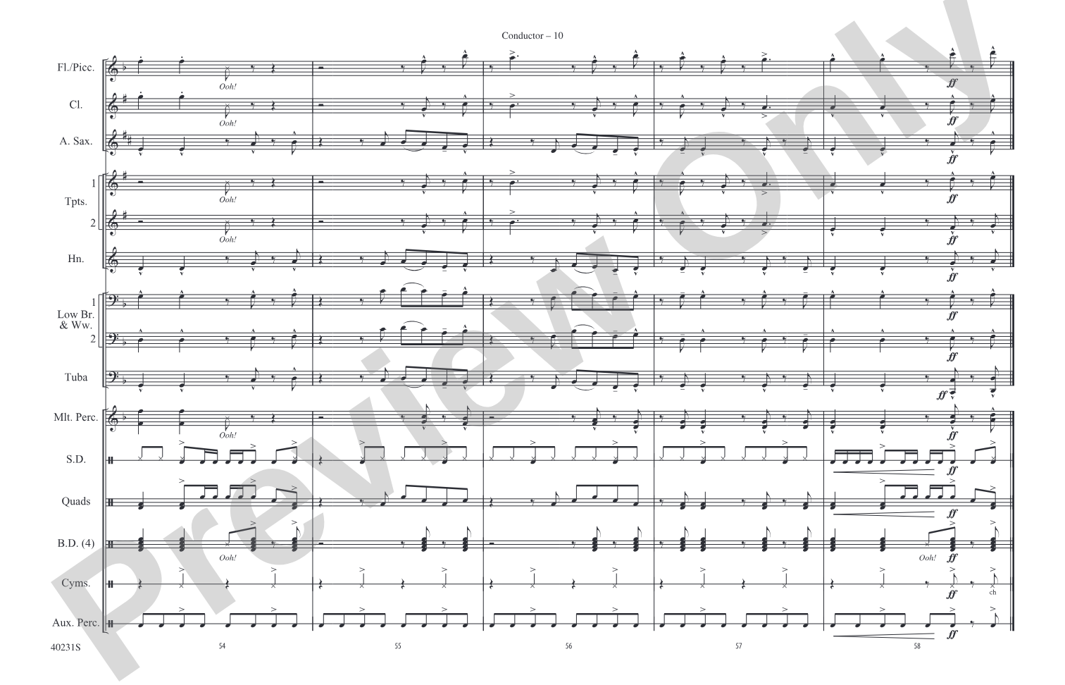 Locked Out of Heaven: Marching Band Conductor Score & Parts