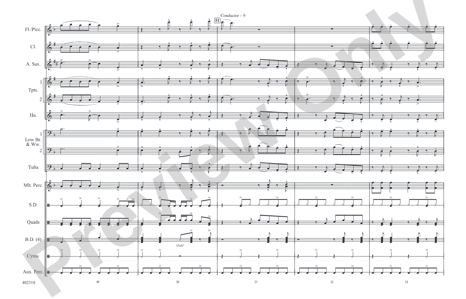 Locked Out of Heaven: Marching Band Conductor Score & Parts