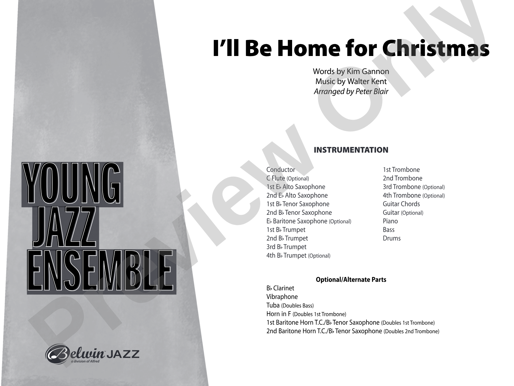 I'll Be Home for Christmas: Jazz Ensemble Conductor Score & Parts