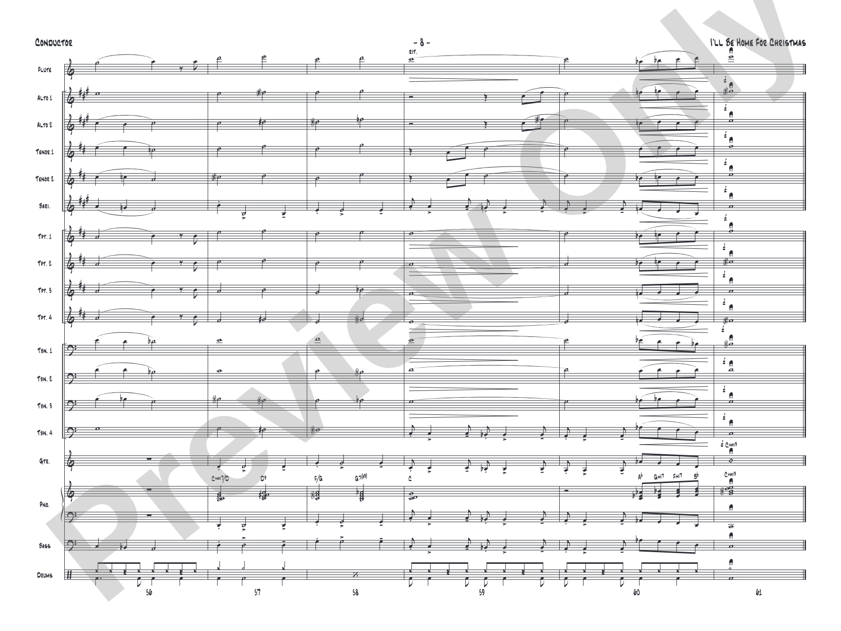 I'll Be Home for Christmas: Jazz Ensemble Conductor Score & Parts