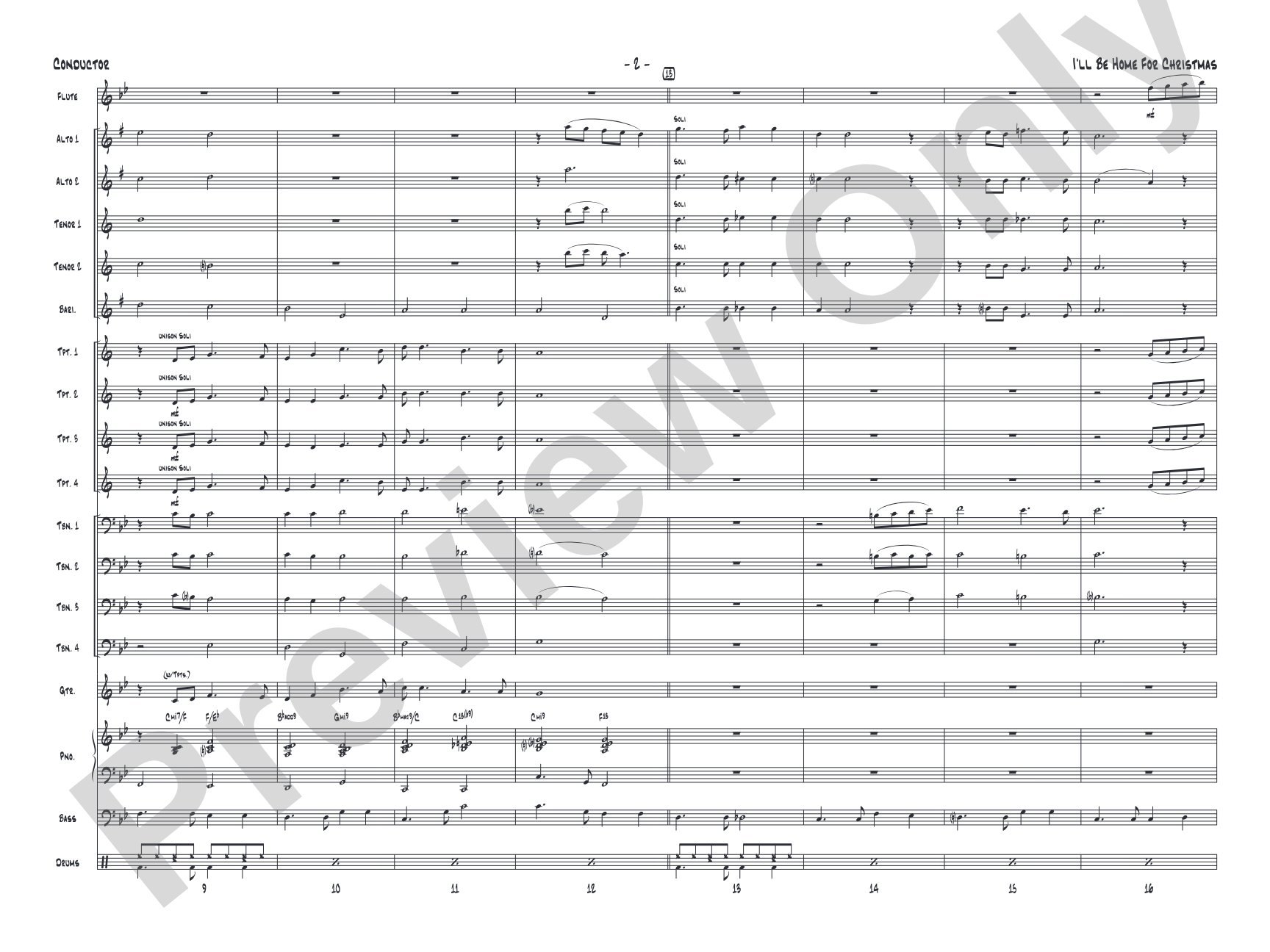 I'll Be Home for Christmas: Jazz Ensemble Conductor Score & Parts