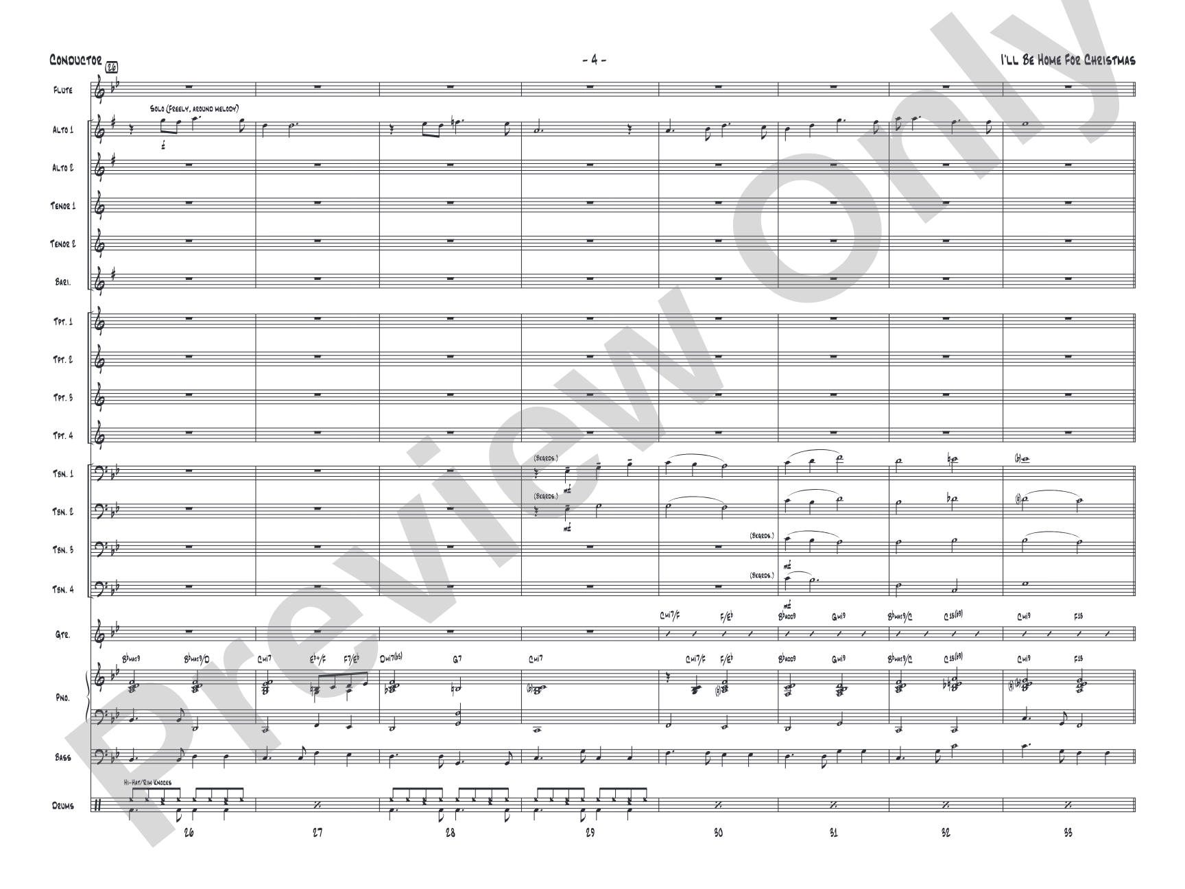 I'll Be Home for Christmas: Jazz Ensemble Conductor Score & Parts