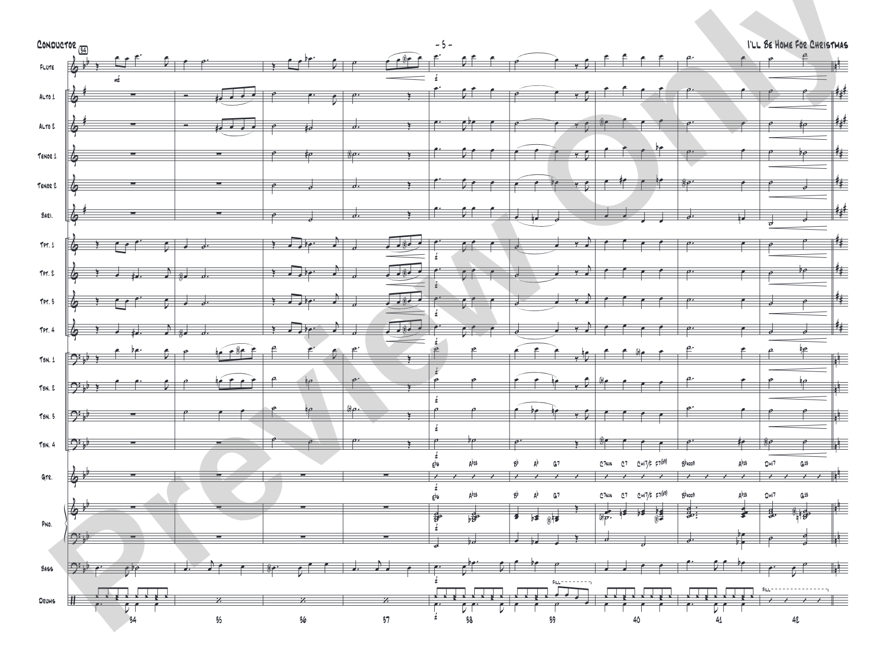 I'll Be Home for Christmas: Jazz Ensemble Conductor Score & Parts