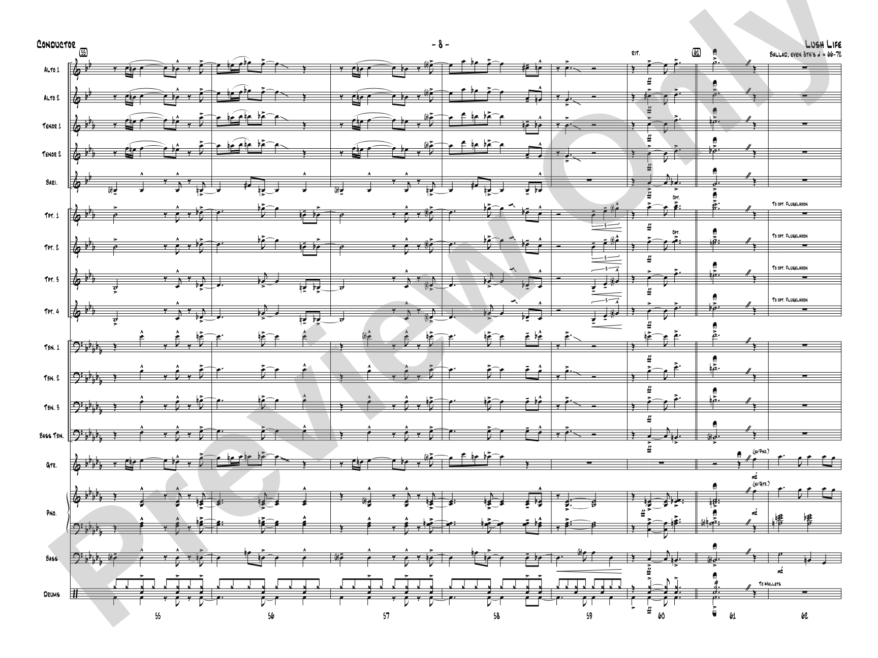 Lush Life: Jazz Ensemble Conductor Score & Parts