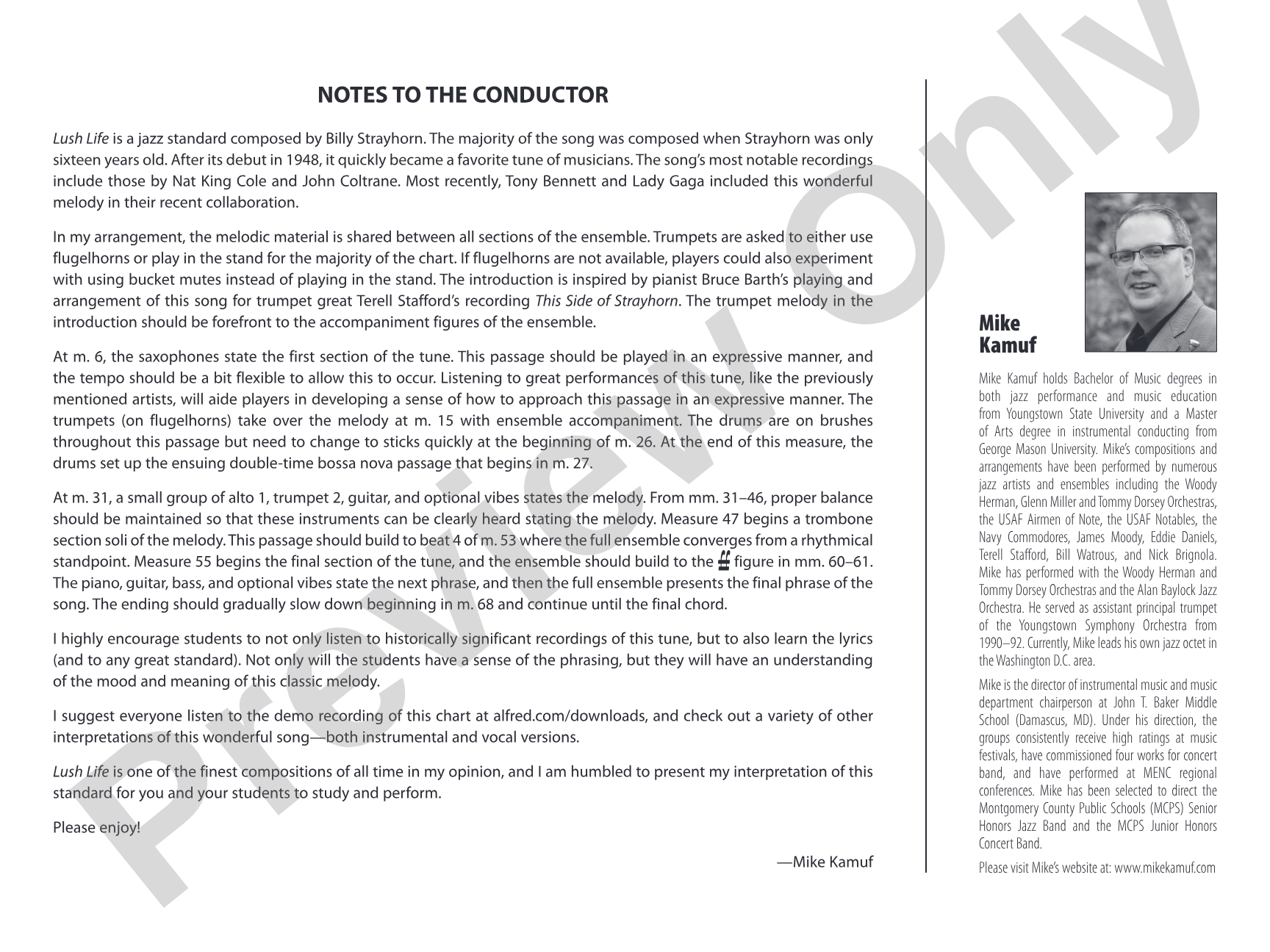 Lush Life: Jazz Ensemble Conductor Score & Parts