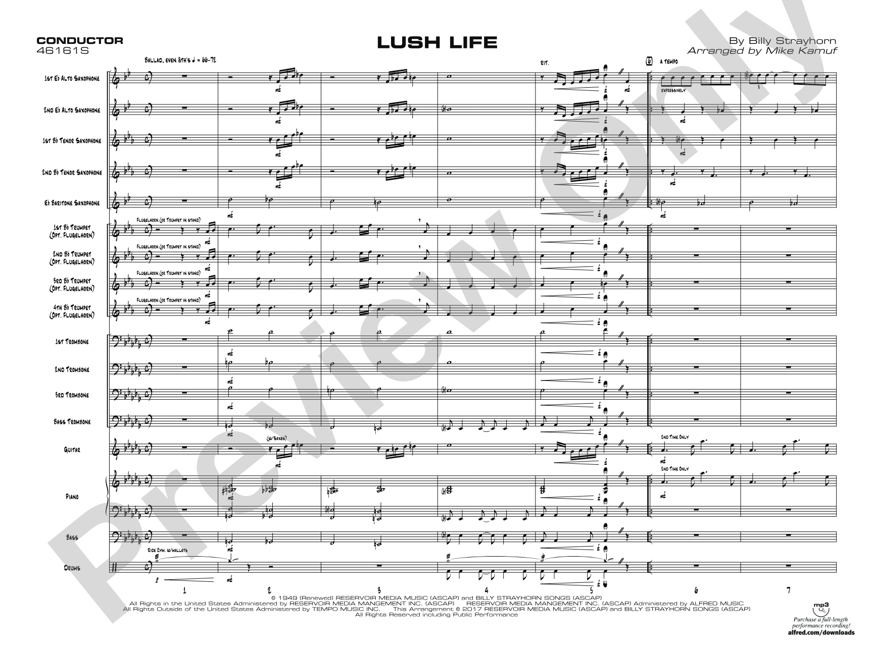 Lush Life: Jazz Ensemble Conductor Score & Parts