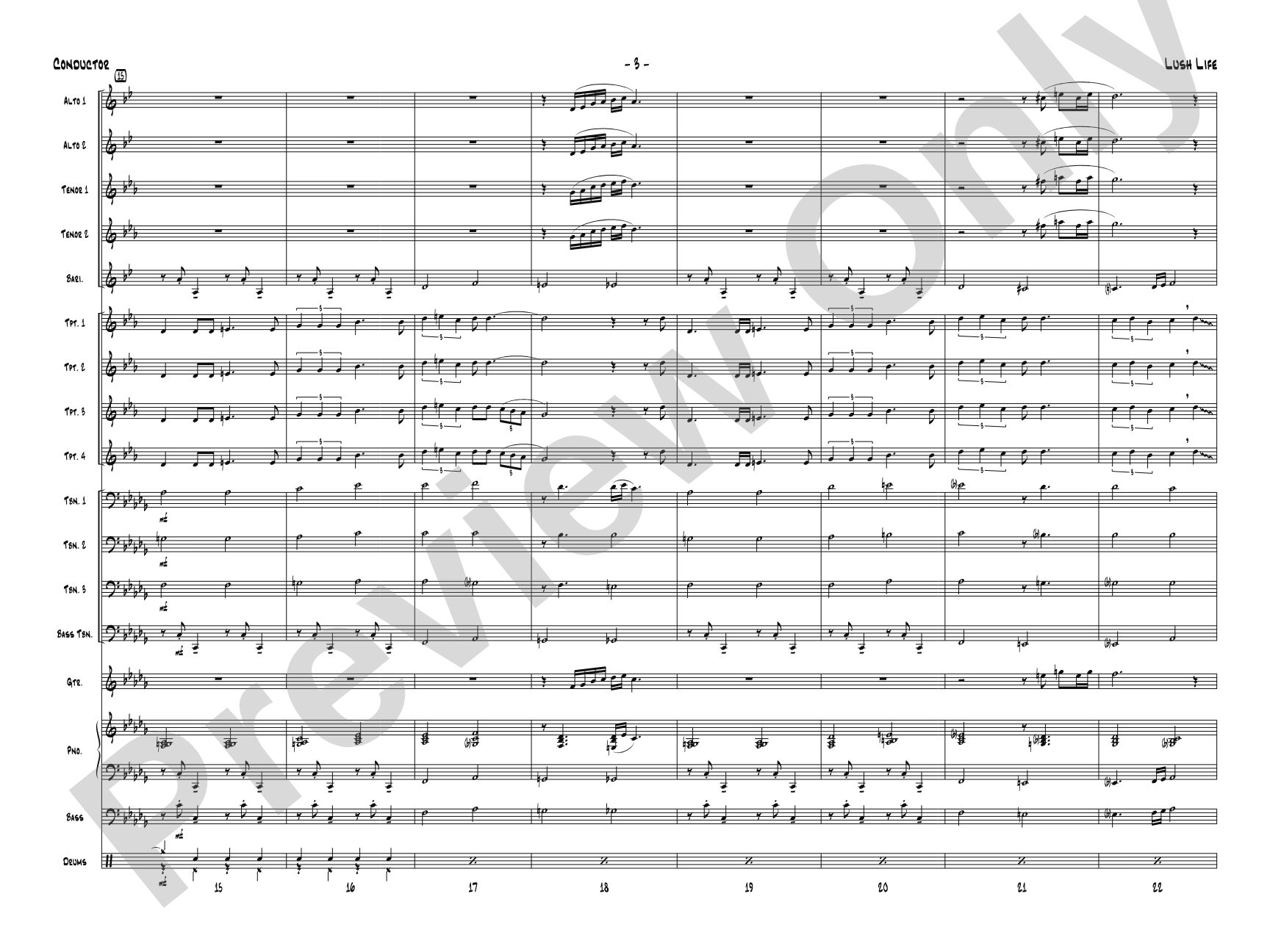 Lush Life: Jazz Ensemble Conductor Score & Parts