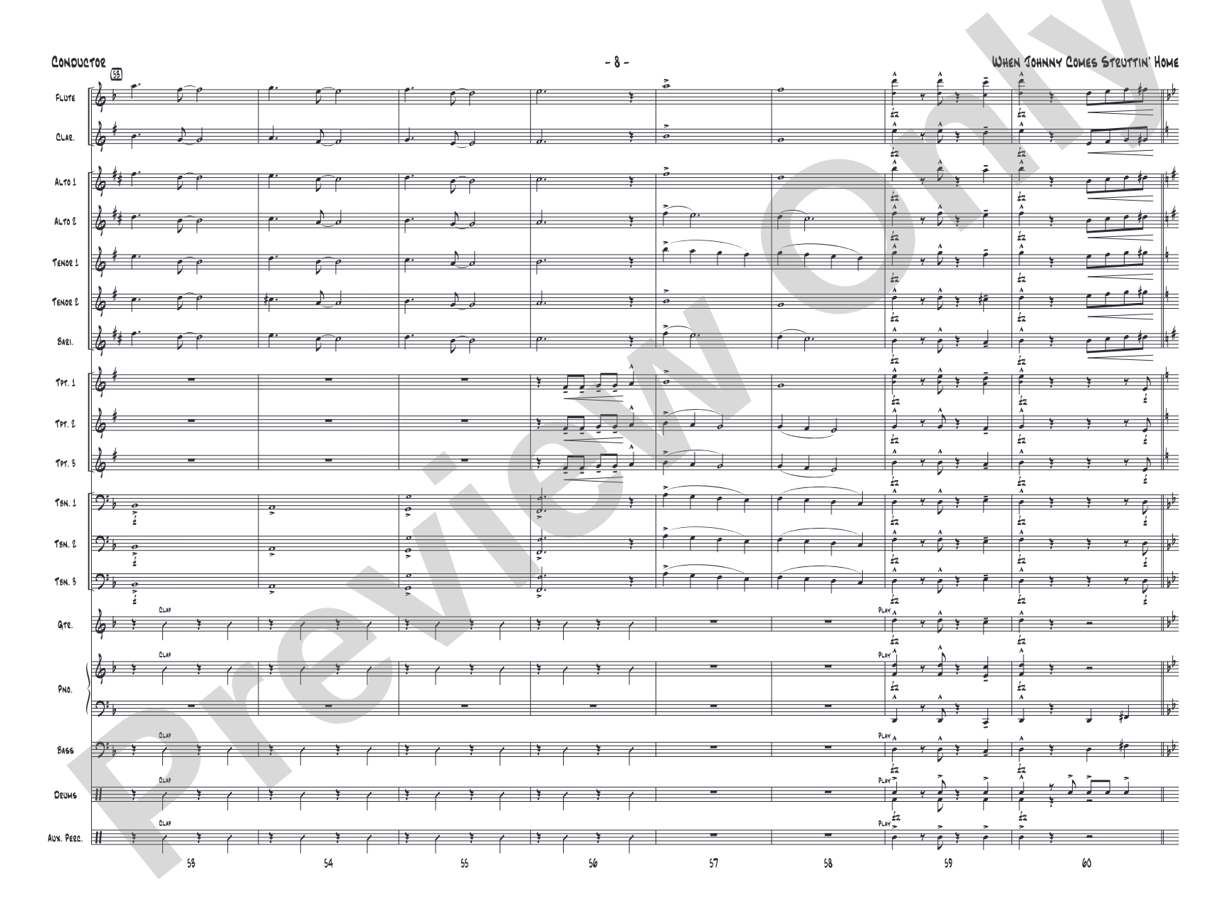 When Johnny Comes Struttin' Home: Jazz Ensemble Conductor Score & Parts