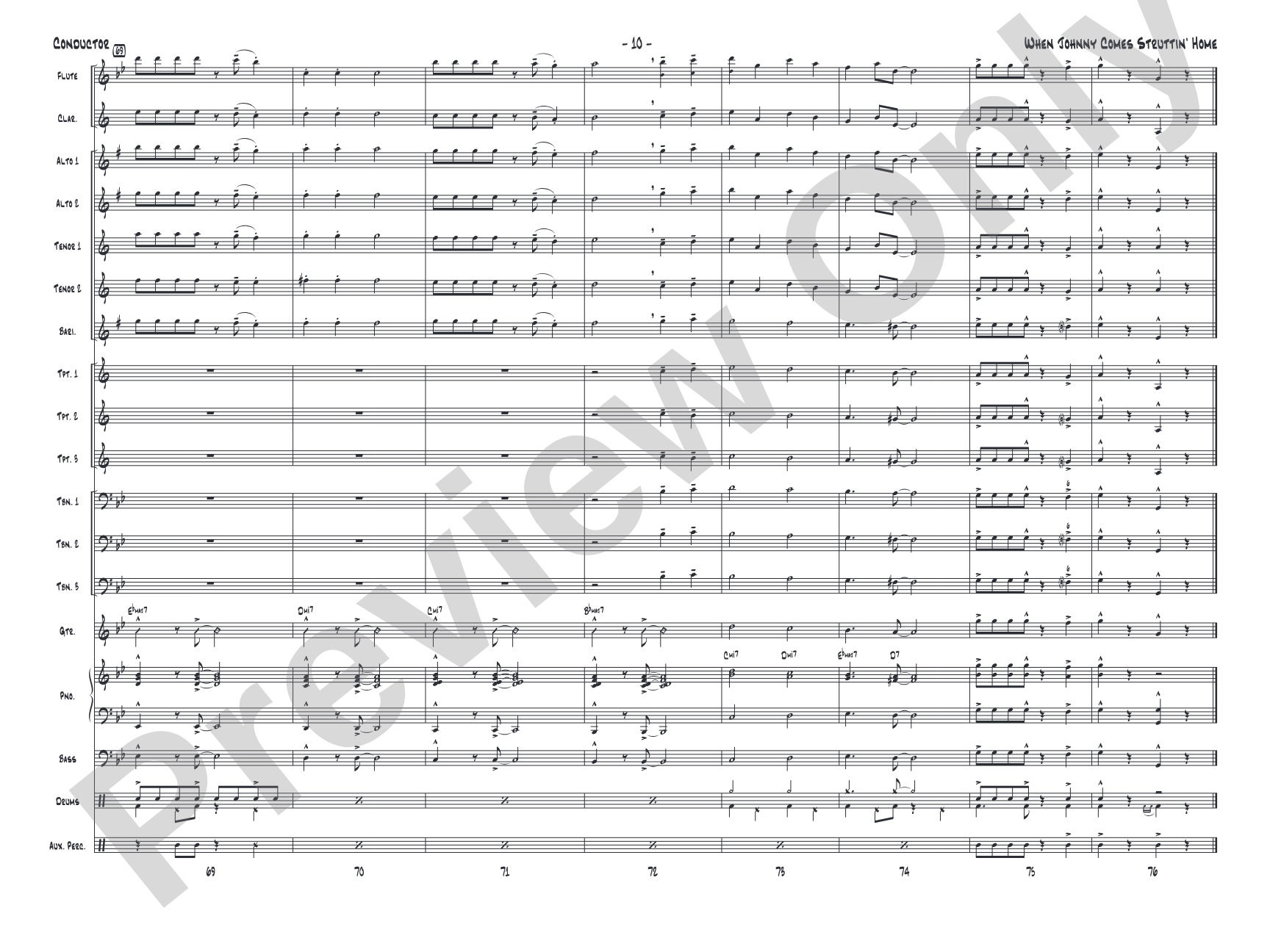 When Johnny Comes Struttin' Home: Jazz Ensemble Conductor Score & Parts