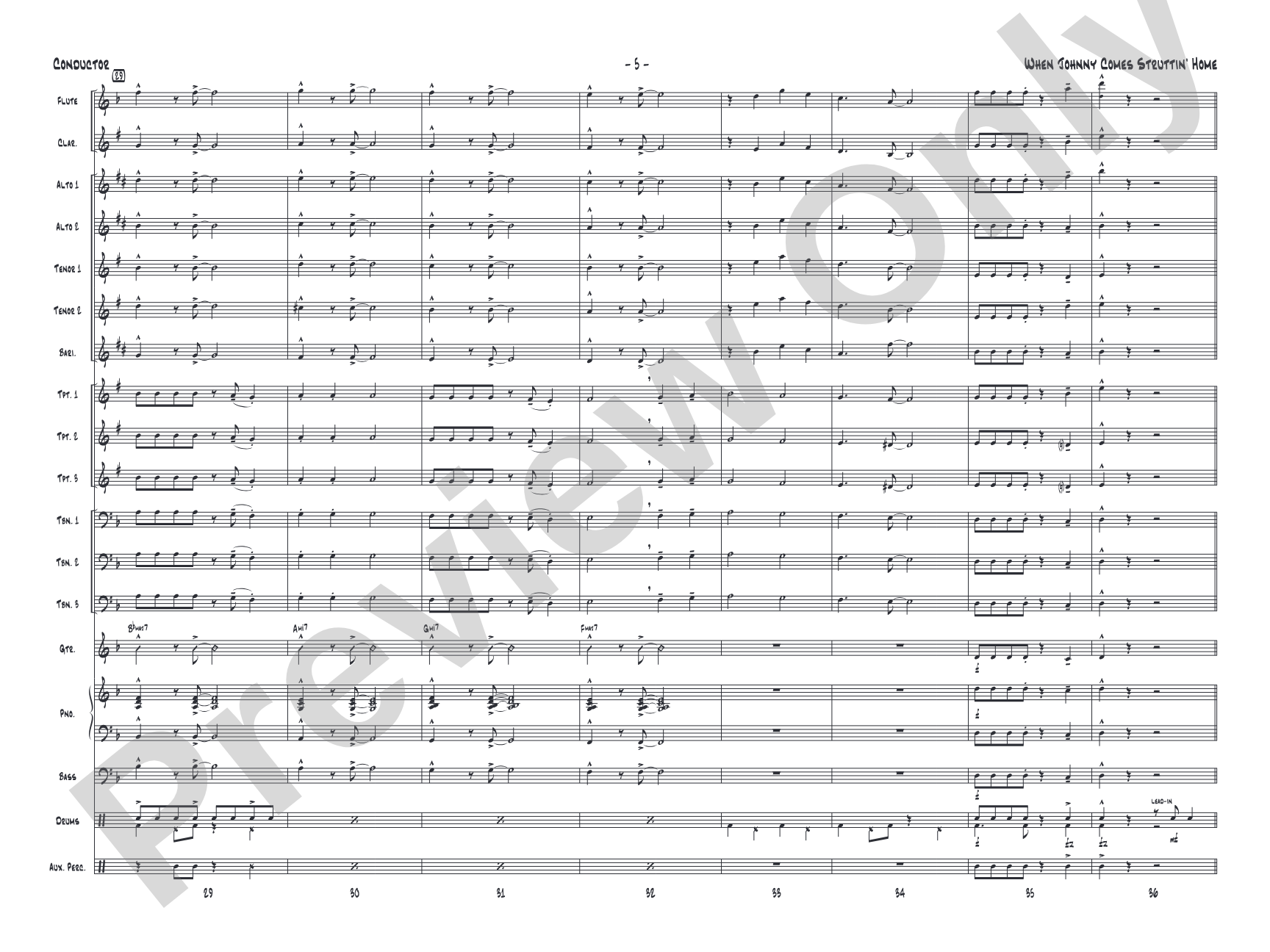 When Johnny Comes Struttin' Home: Jazz Ensemble Conductor Score & Parts