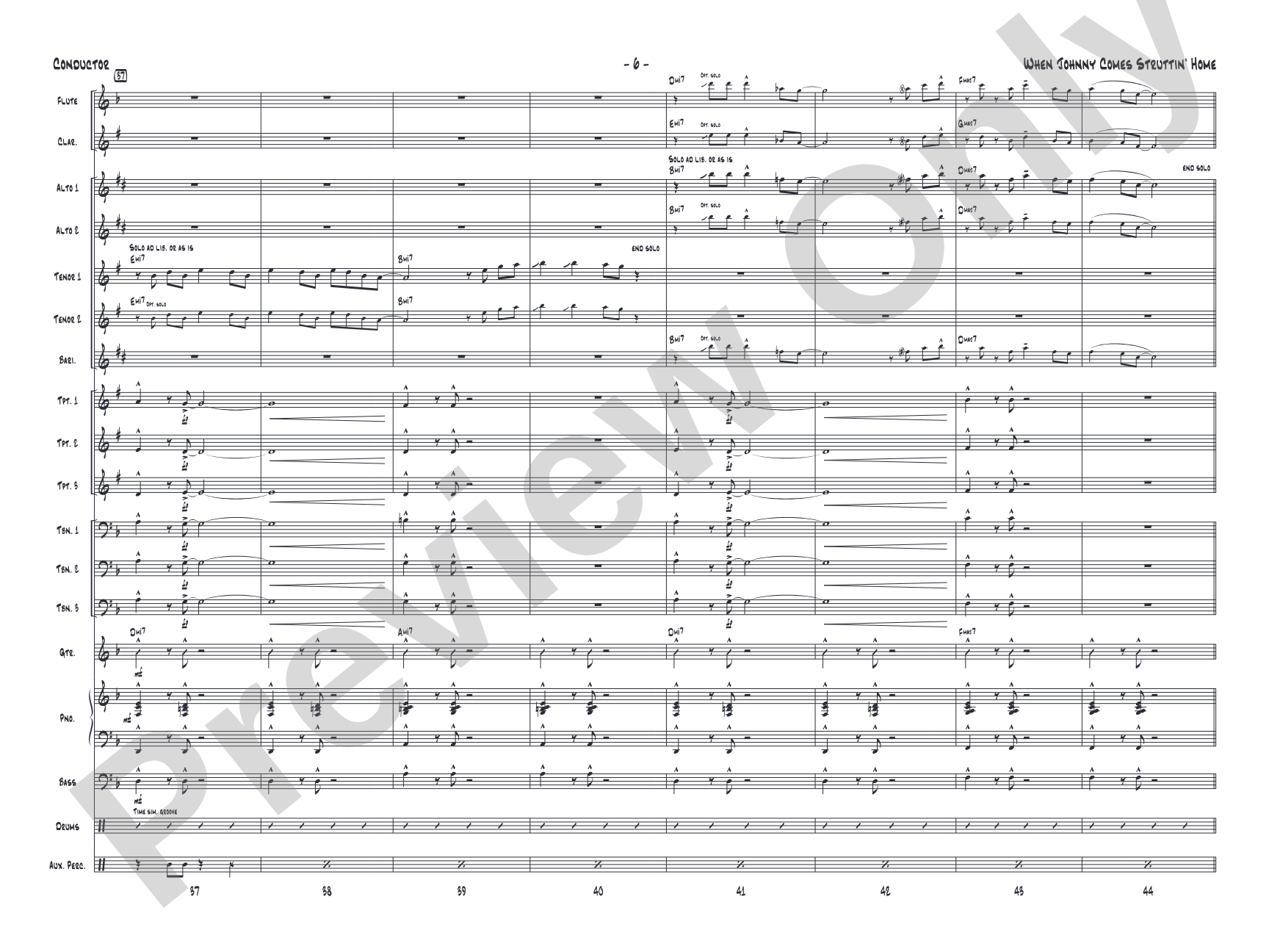 When Johnny Comes Struttin' Home: Jazz Ensemble Conductor Score & Parts