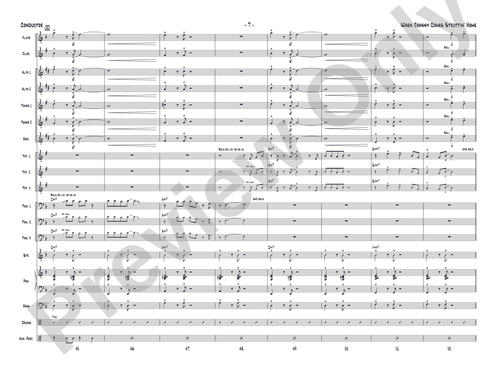 When Johnny Comes Struttin' Home: Jazz Ensemble Conductor Score & Parts