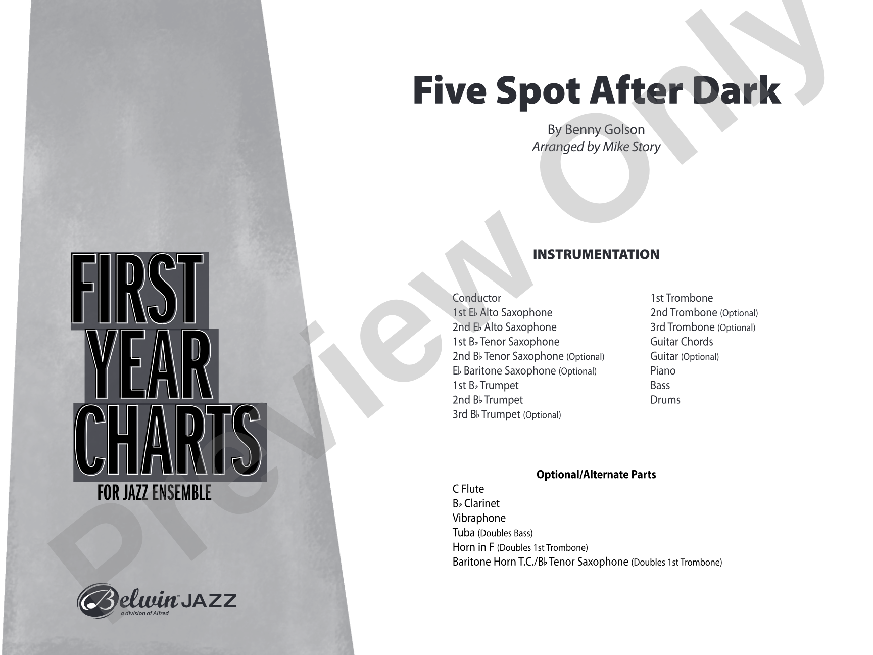 Five Spot After Dark: Jazz Ensemble Conductor Score & Parts
