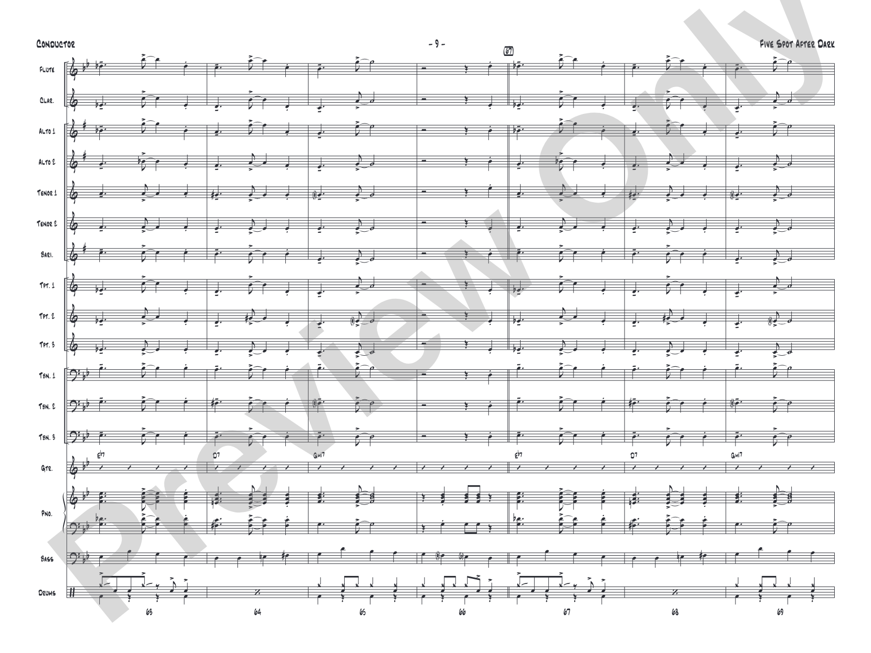 Five Spot After Dark: Jazz Ensemble Conductor Score & Parts